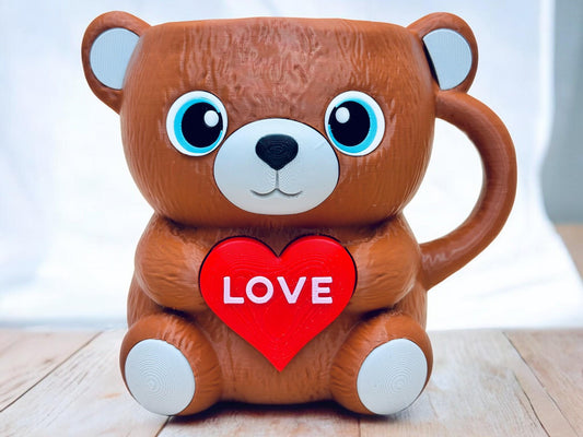 Pawblo , the Bear valentine Ice Cream Pint Holder | Eco Friendly 3D Printed Pint Cozy with Spoon Slots | Cute Cat Gift for Ice Cream Lovers