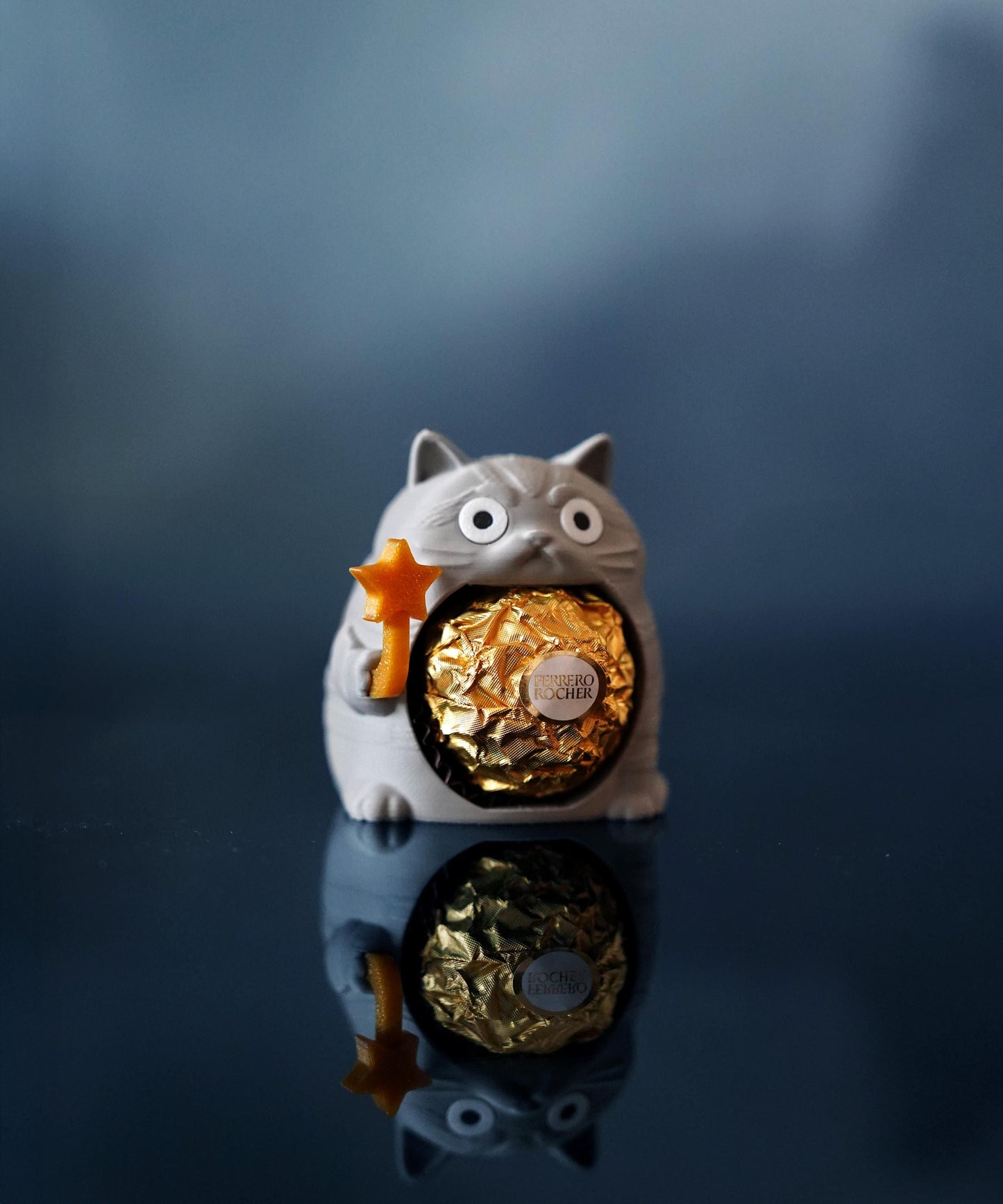 Chonkers Cat Chocolate Holder – Grumpy Round 3D Printed Cat Decor