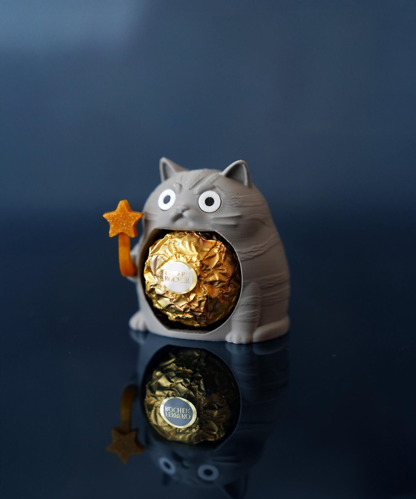 Chonkers Cat Chocolate Holder – Grumpy Round 3D Printed Cat Decor