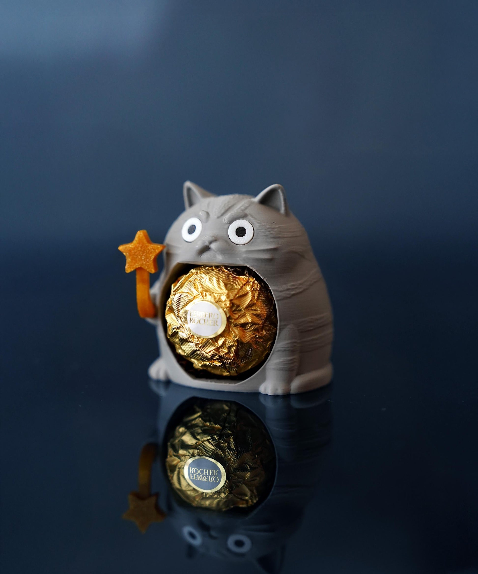 Chonkers Cat Chocolate Holder – Grumpy Round 3D Printed Cat Decor