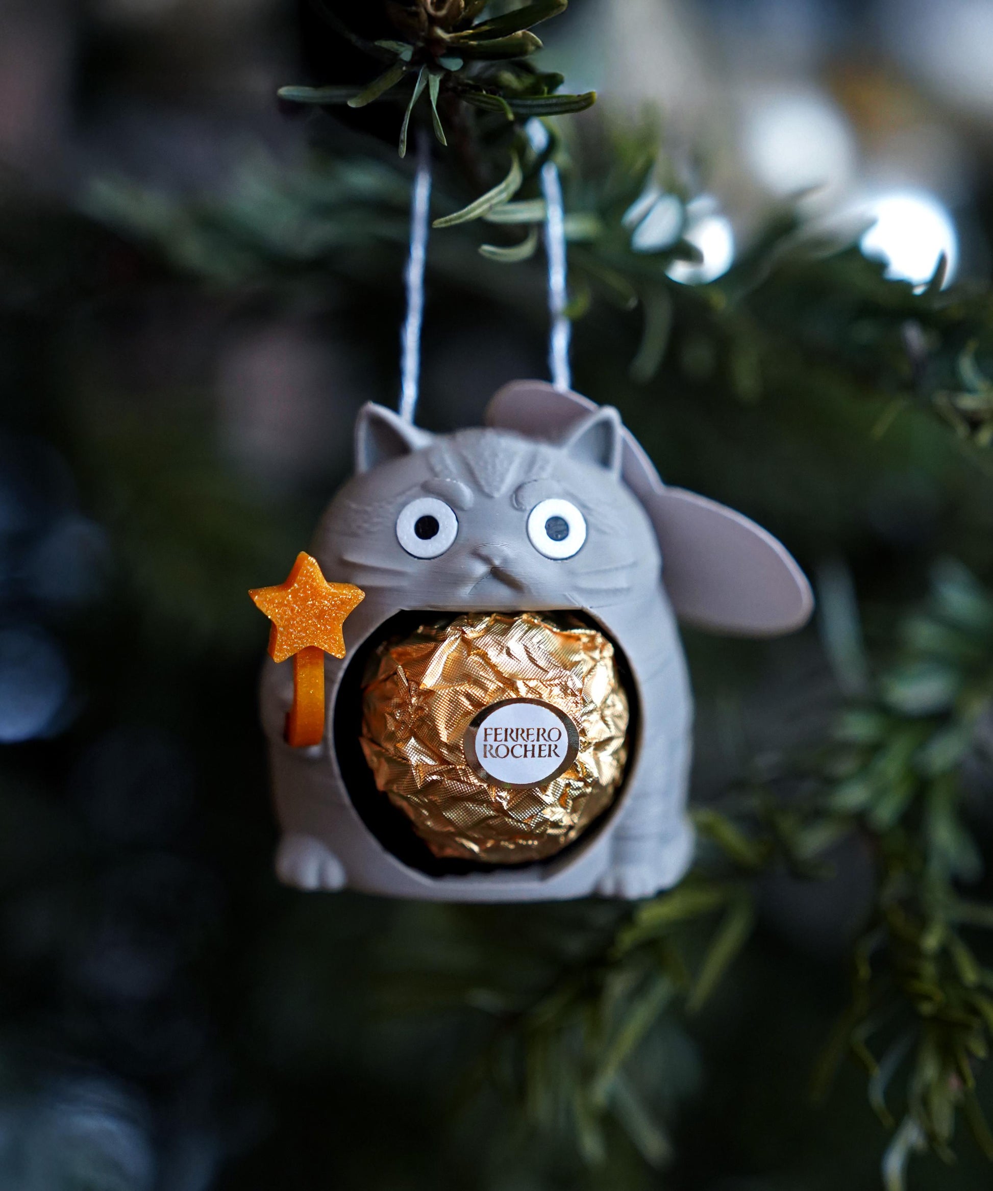Chonkers Cat Chocolate Holder – Grumpy Round 3D Printed Cat Decor