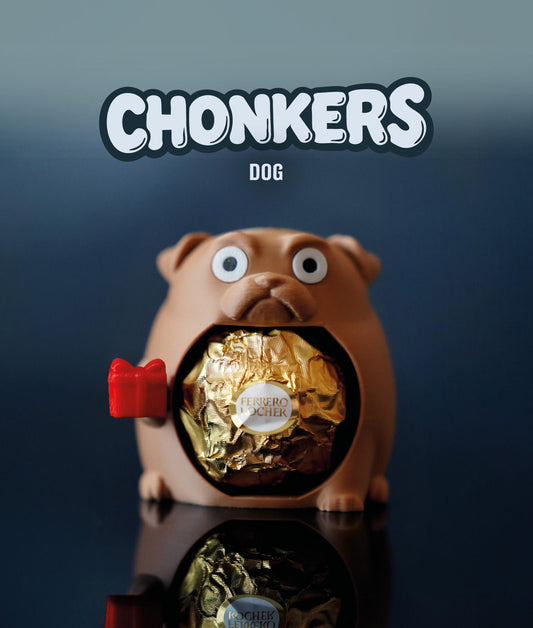 Chonkers Dog Chocolate Holder – Grumpy Round 3D Printed Cat Decor