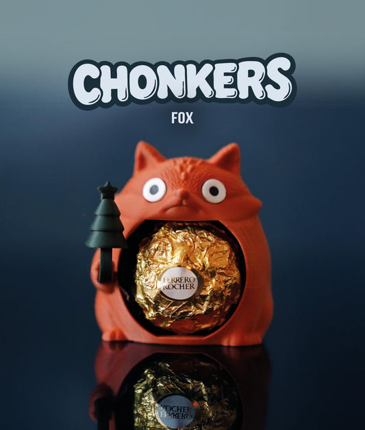 Chonkers Fox Chocolate Holder – Grumpy Round 3D Printed Cat Decor