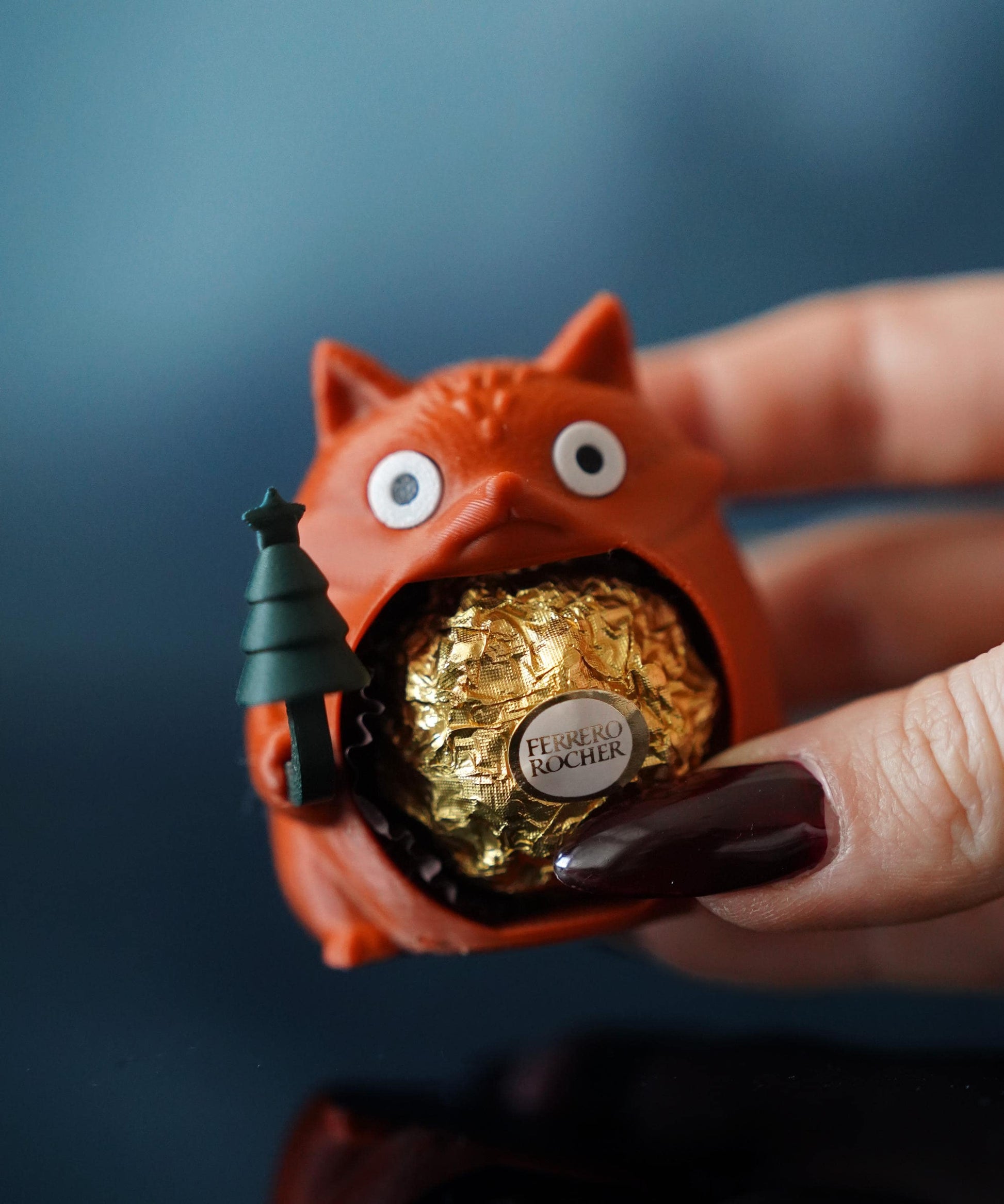 Chonkers Fox Chocolate Holder – Grumpy Round 3D Printed Cat Decor