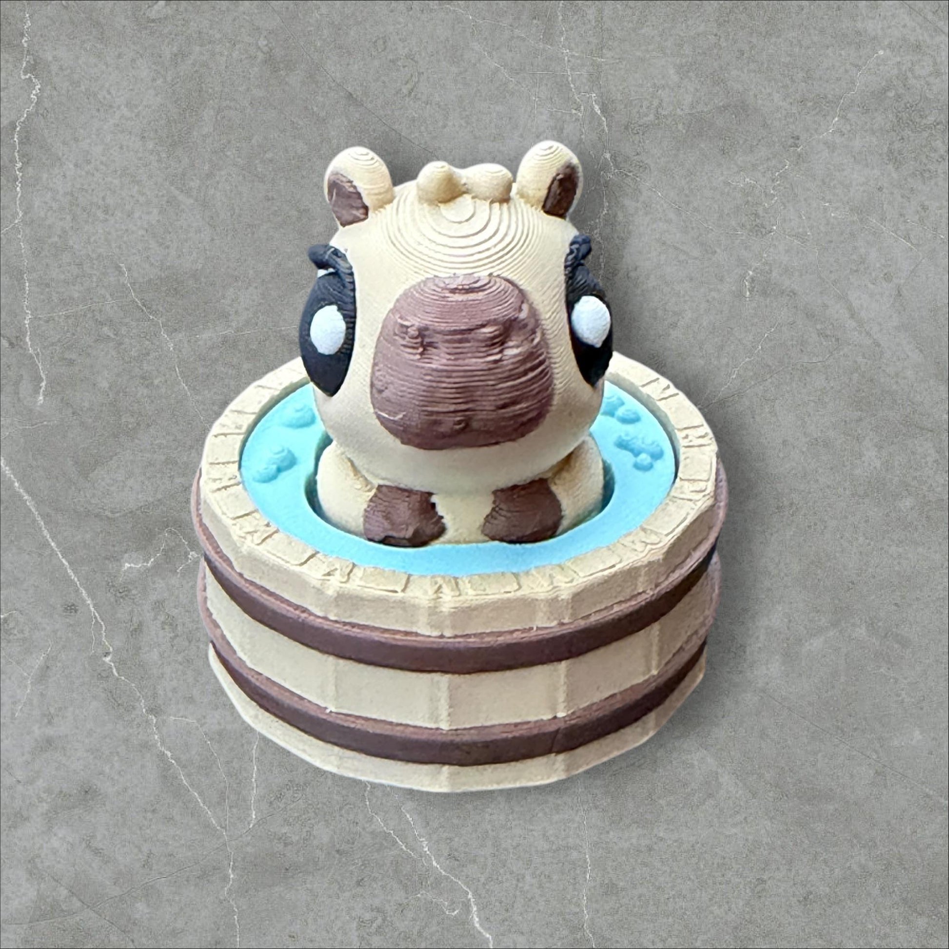3D Printed Hot spring Capybara Clicker Fidget | ADHD Sensory Toy | Quiet Stress Relief Button | Focus & Anxiety Aid | Desk Fidget