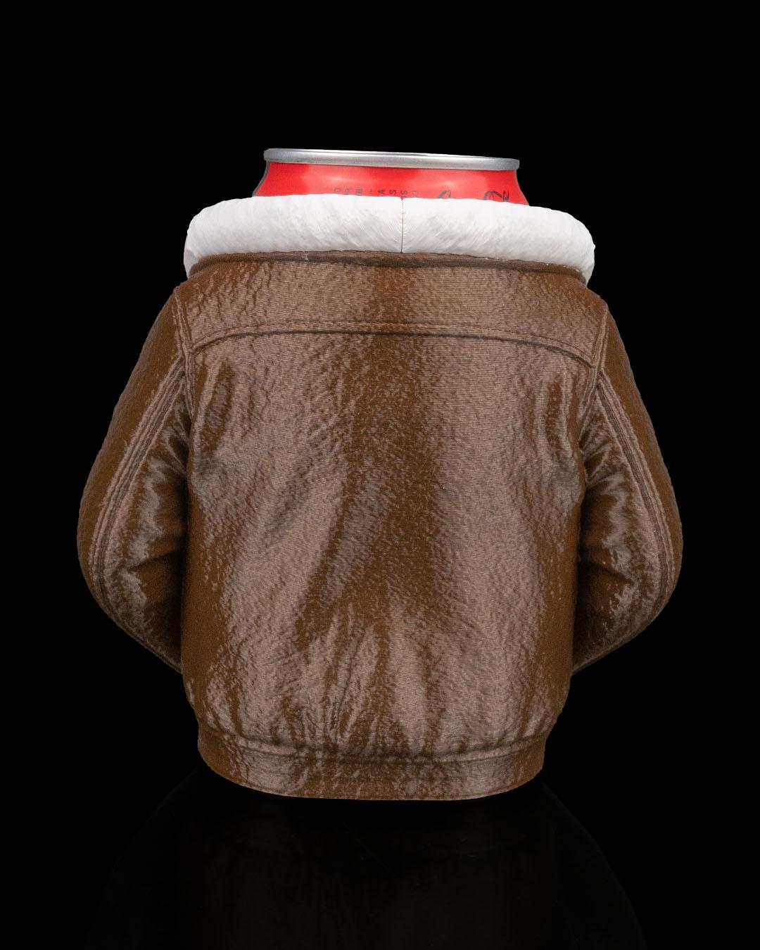 Leather Jacket Can Holder – 3D Printed Leather Jacket Can Sleeve, Cozy Drink Holder, Funny Gift for Him & Her