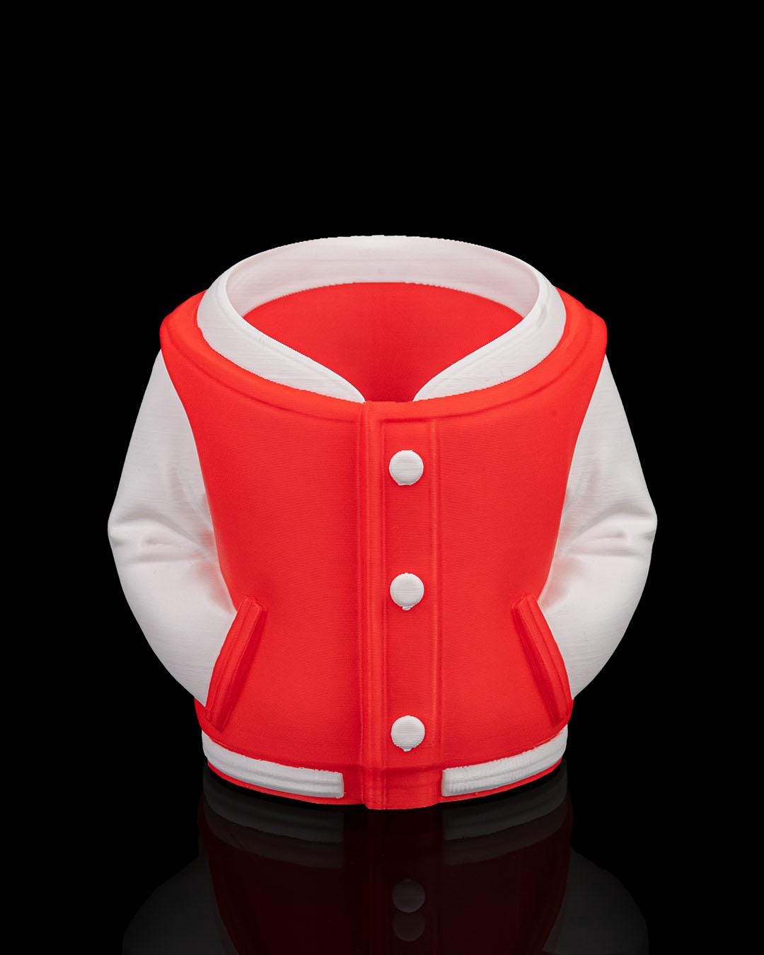 Varsity Jacket Can Holder – 3D Printed Varsity Jacket Can Sleeve, Cozy Drink Holder, Funny Gift for Him & Her