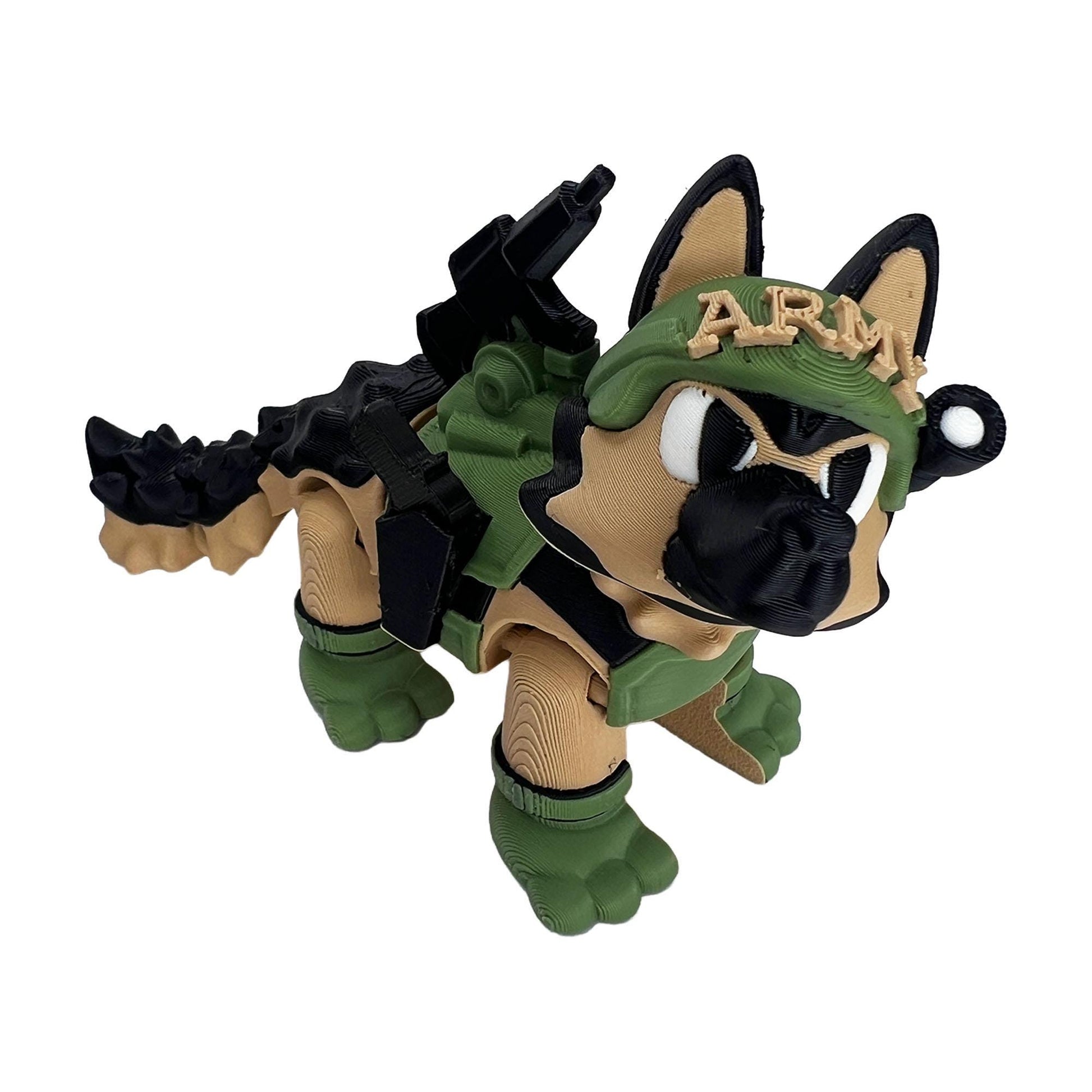 Army German Shepherd Dog | 3D Printed Flexi Toy | Figurine