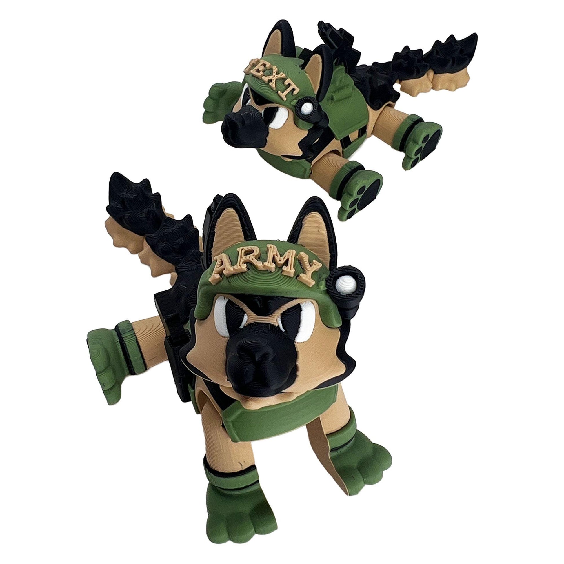 Army German Shepherd Dog | 3D Printed Flexi Toy | Figurine