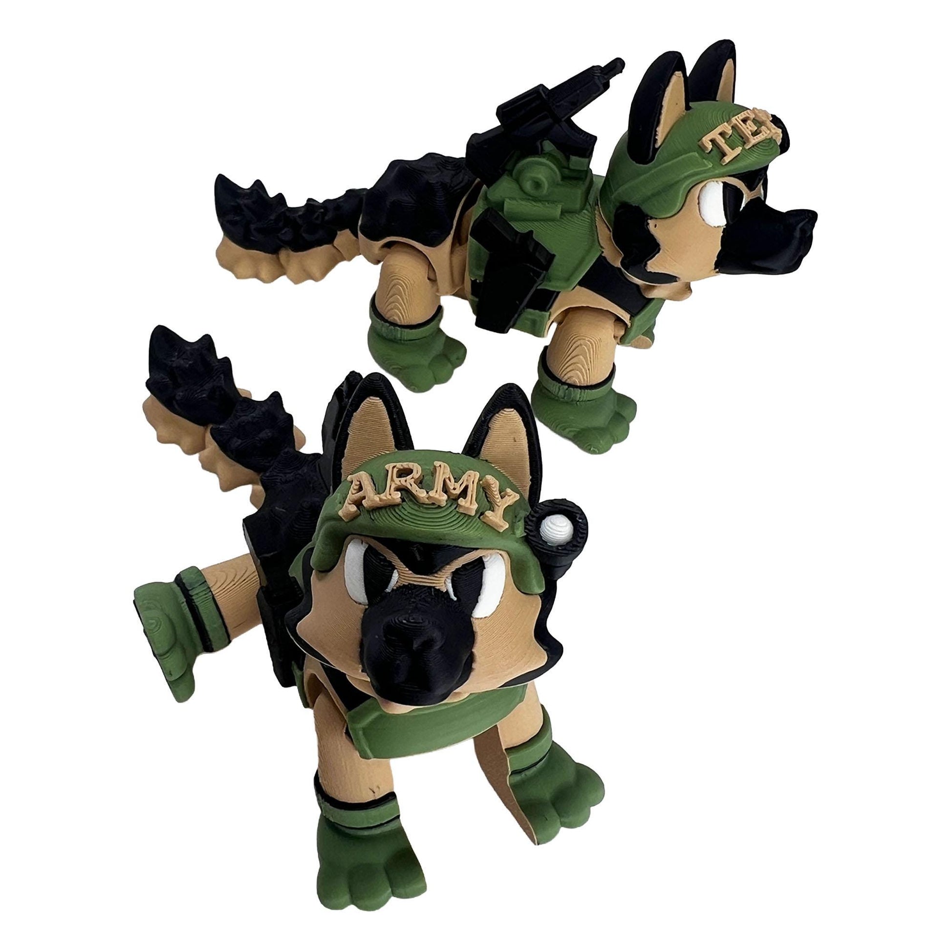 Army German Shepherd Dog | 3D Printed Flexi Toy | Figurine