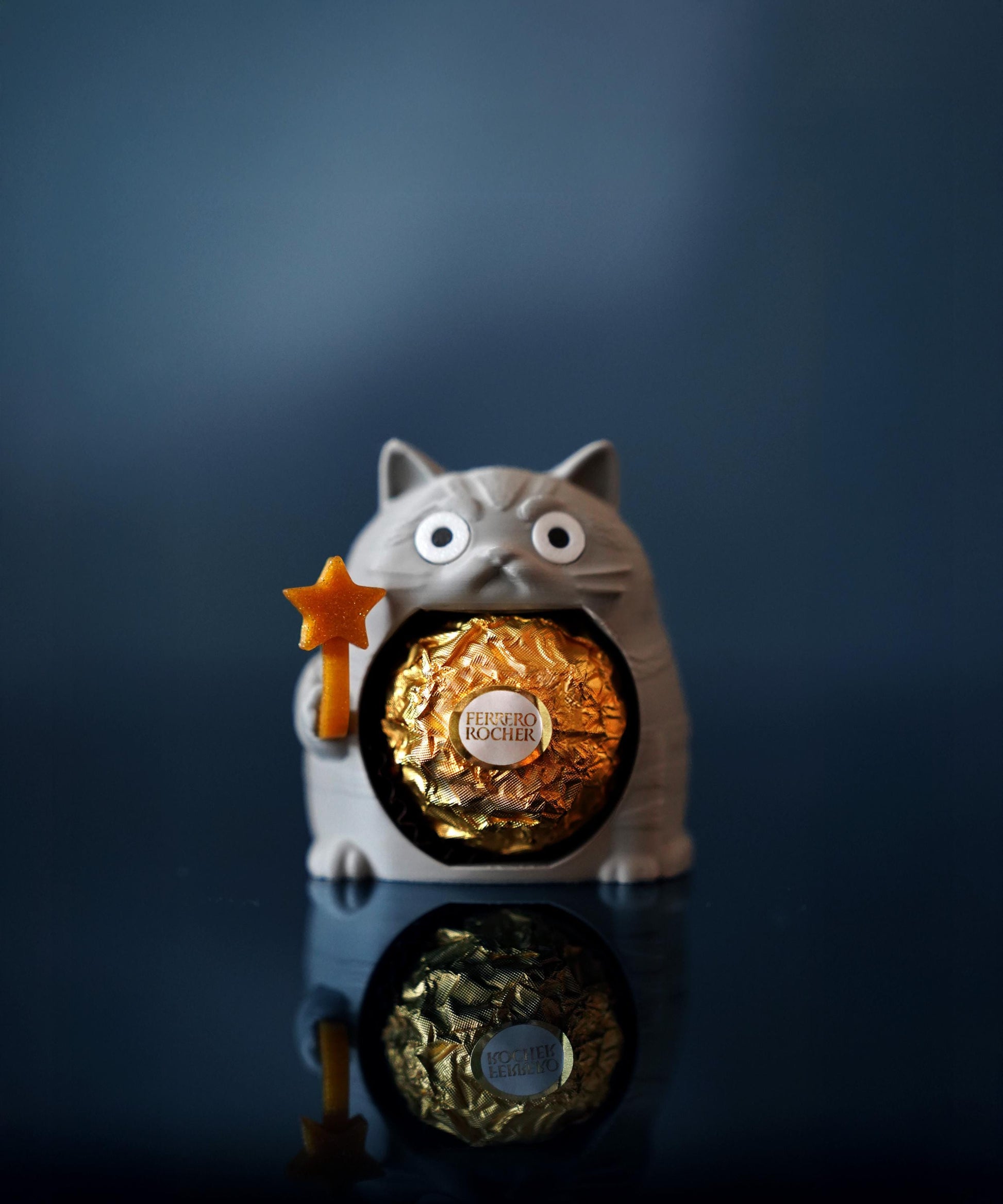 Chonkers Cat Chocolate Holder – Grumpy Round 3D Printed Cat Decor