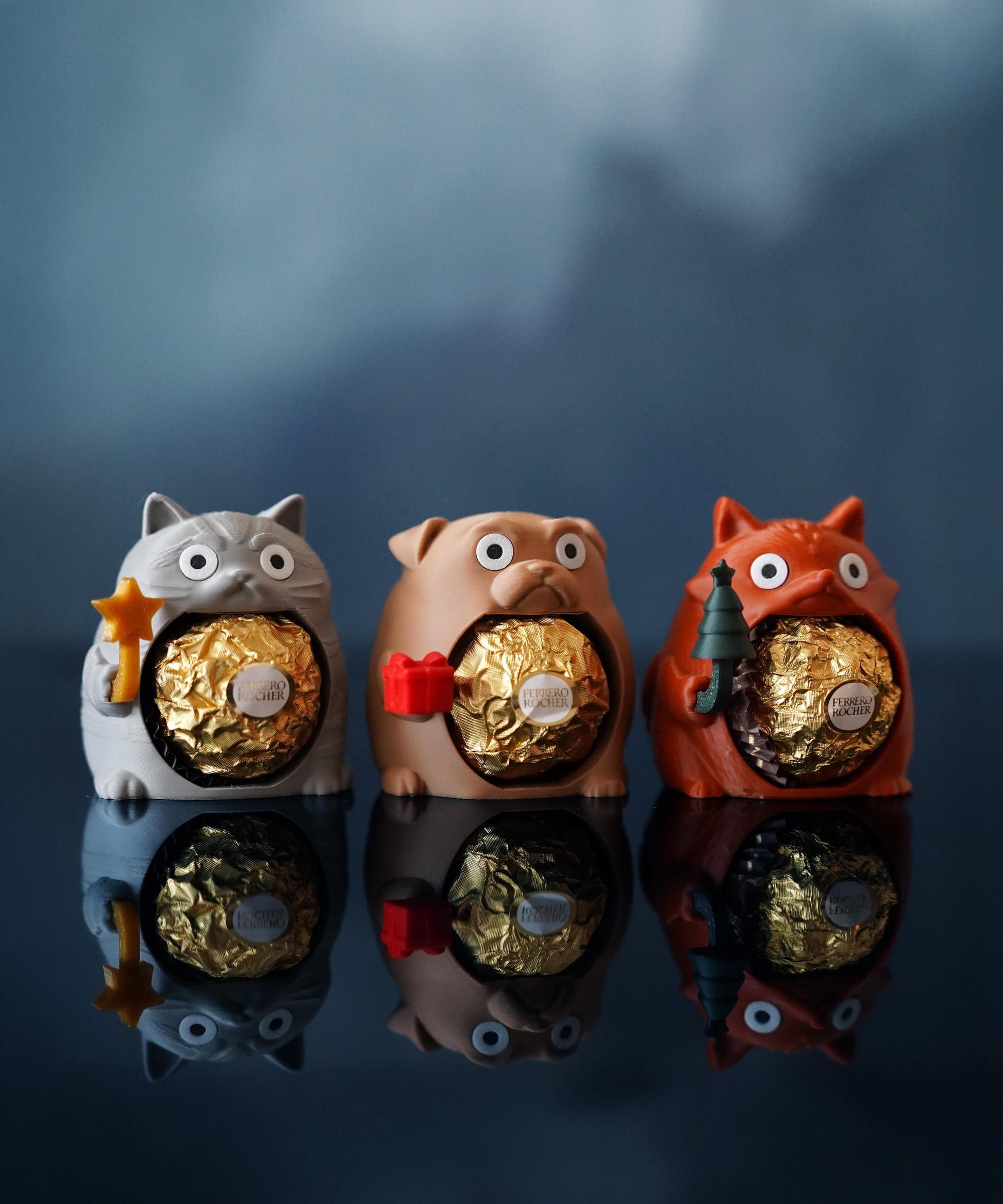 Chonkers Fox Chocolate Holder – Grumpy Round 3D Printed Cat Decor