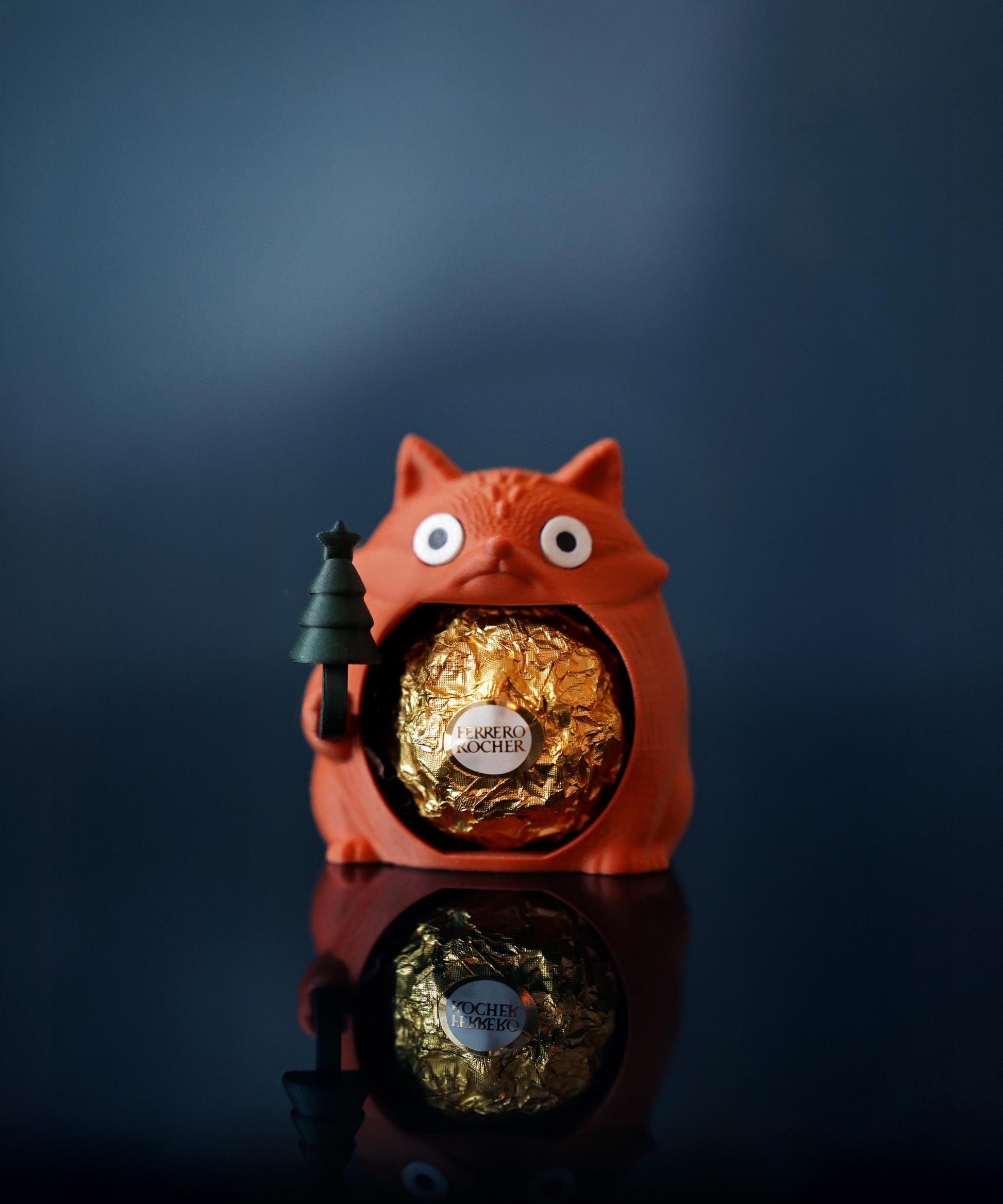 Chonkers Fox Chocolate Holder – Grumpy Round 3D Printed Cat Decor