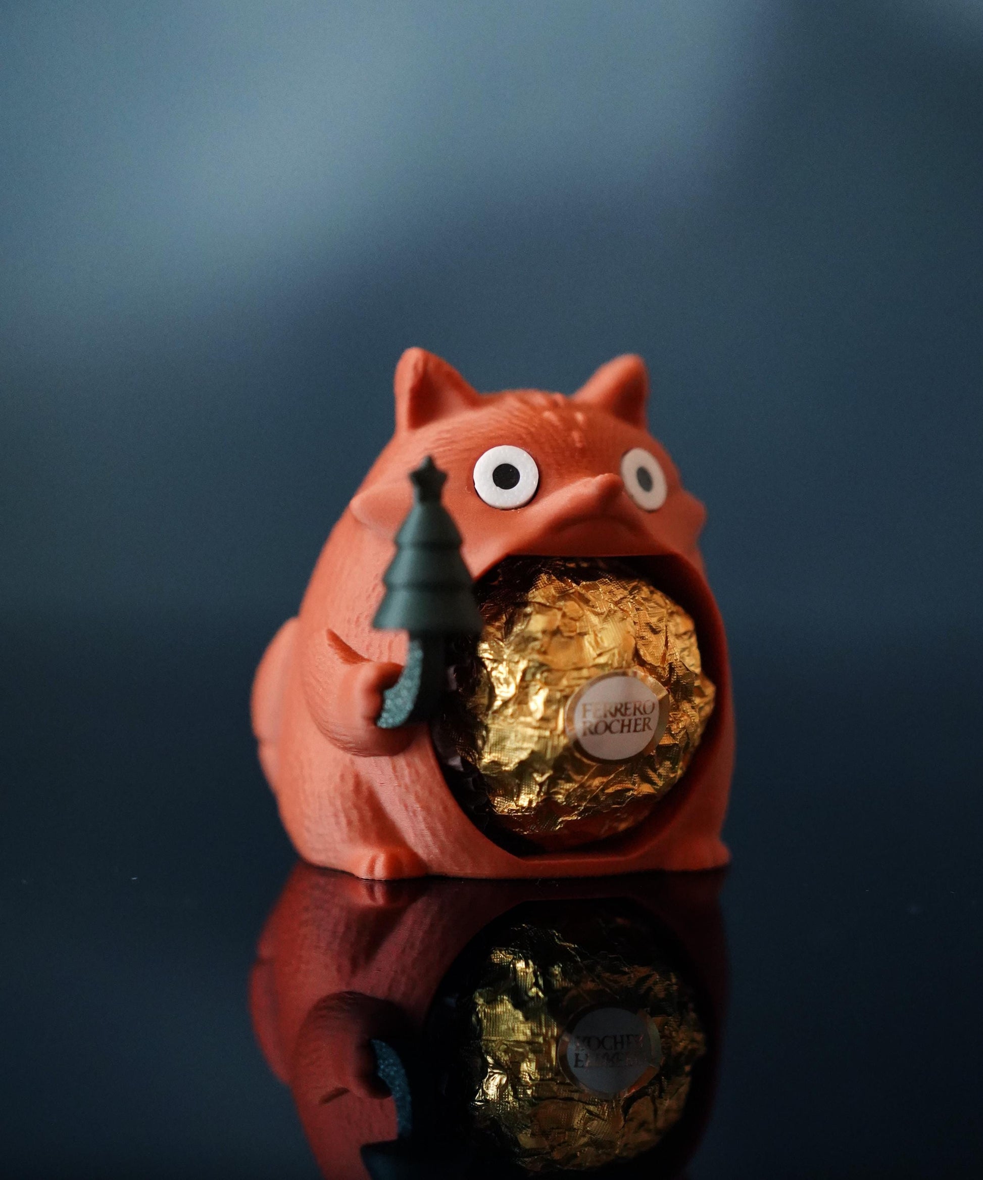 Chonkers Fox Chocolate Holder – Grumpy Round 3D Printed Cat Decor