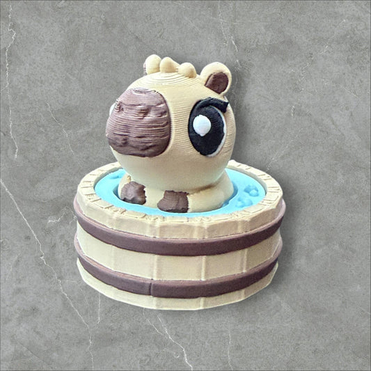 3D Printed Hot spring Capybara Clicker Fidget | ADHD Sensory Toy | Quiet Stress Relief Button | Focus & Anxiety Aid | Desk Fidget