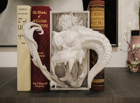 Ancient Fire Guardian Book Nook | Dark Fantasy Decor 3D Printed