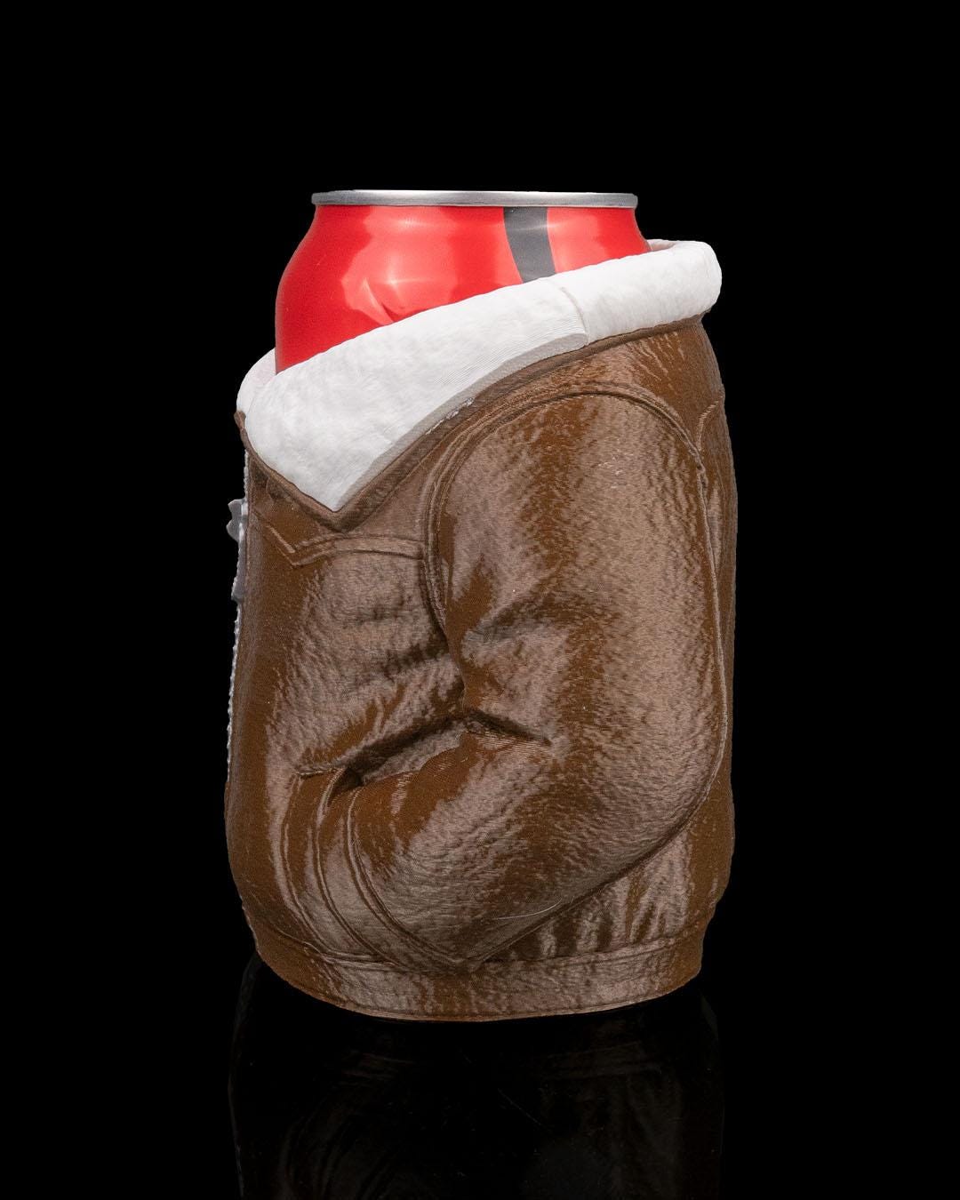 Leather Jacket Can Holder – 3D Printed Leather Jacket Can Sleeve, Cozy Drink Holder, Funny Gift for Him & Her