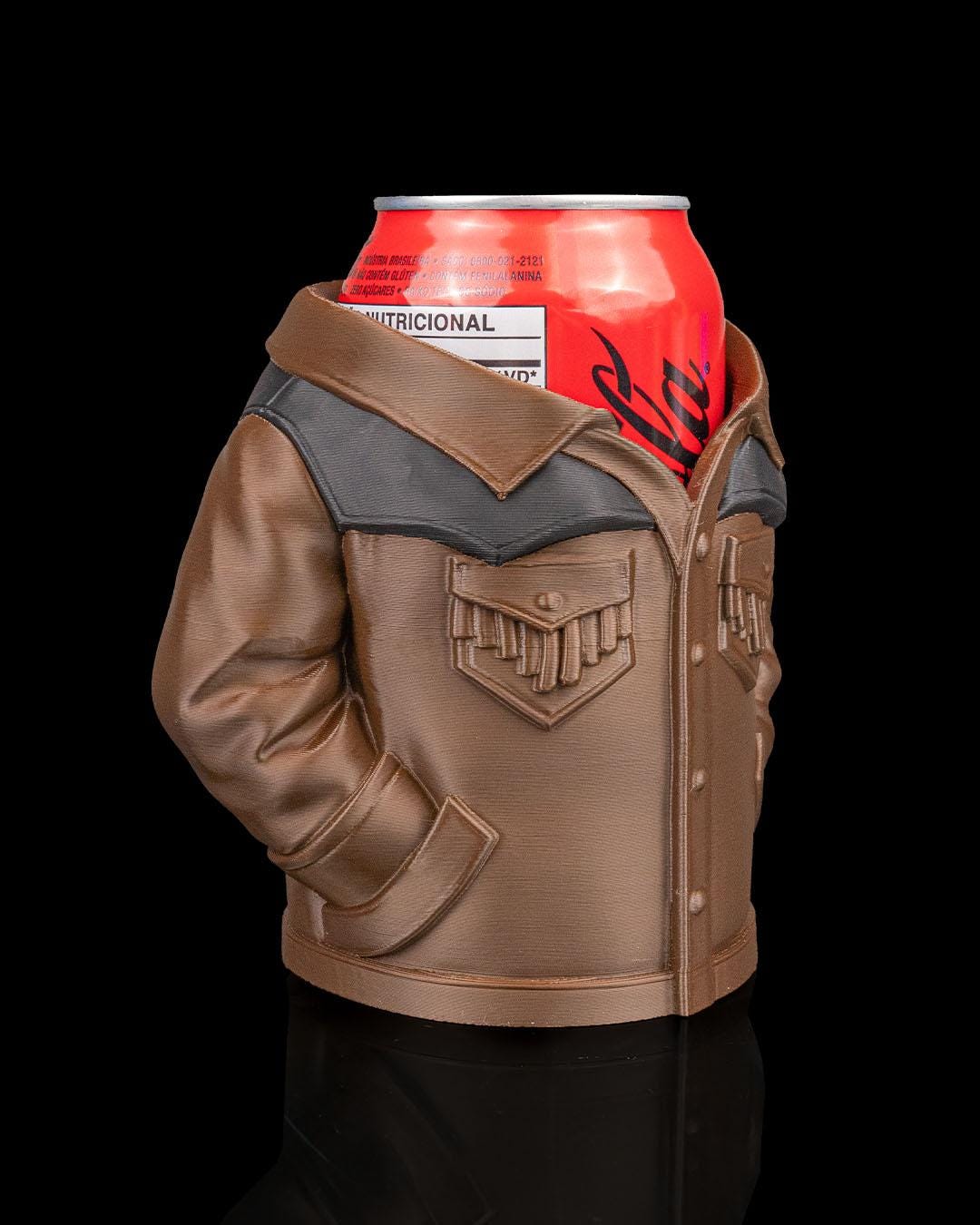 Suede Jacket Can Holder – 3D Printed Suede Jacket Can Sleeve, Cozy Drink Holder, Funny Gift for Him & Her