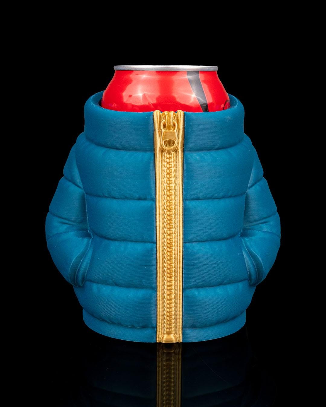 Puffer Jacket Can Holder – 3D Printed Puffer Jacket t Can Sleeve, Cozy Drink Holder, Funny Gift for Him & Her