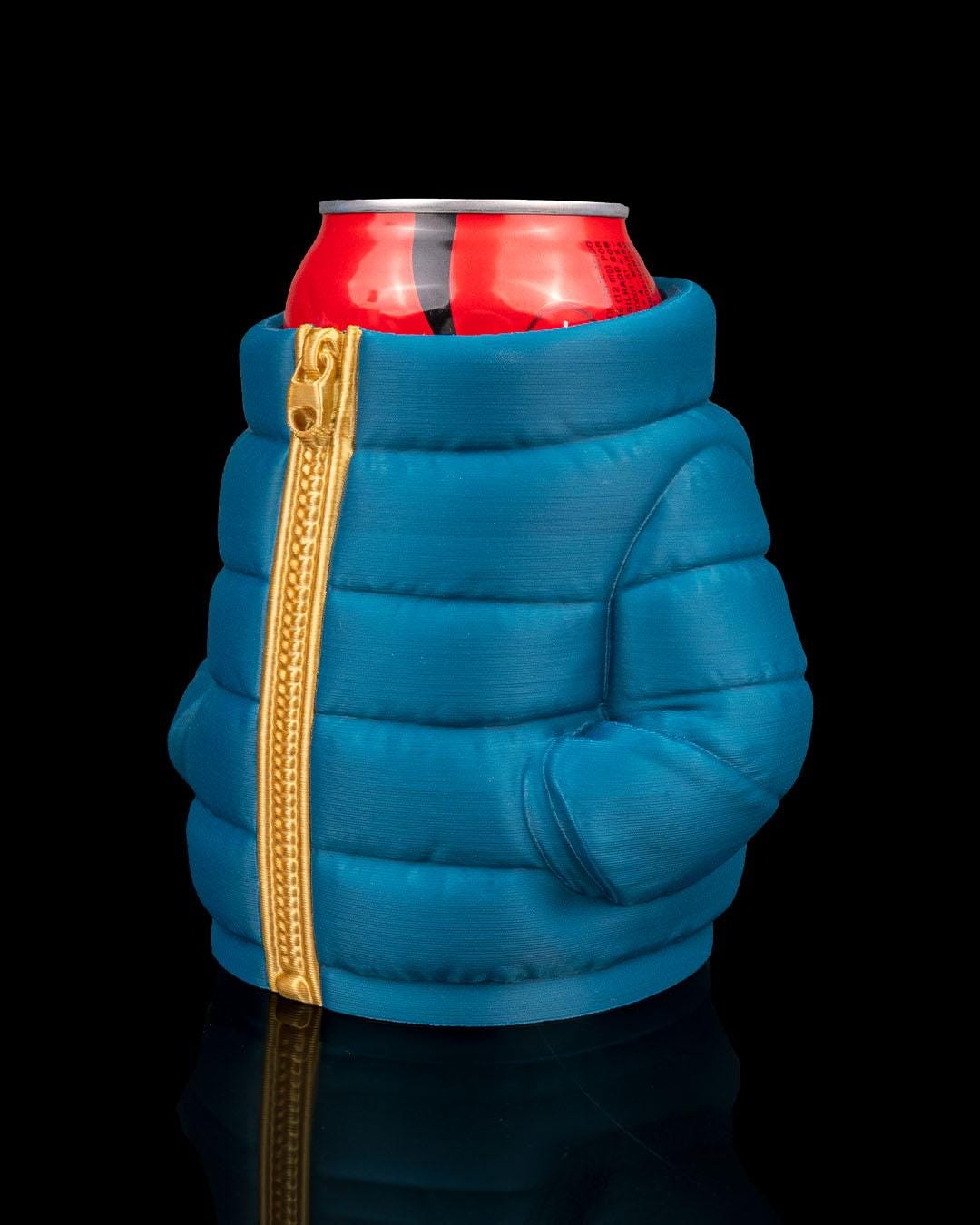 Puffer Jacket Can Holder – 3D Printed Puffer Jacket t Can Sleeve, Cozy Drink Holder, Funny Gift for Him & Her