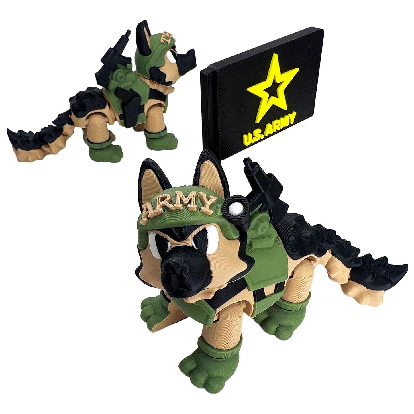 Army German Shepherd Dog | 3D Printed Flexi Toy | Figurine