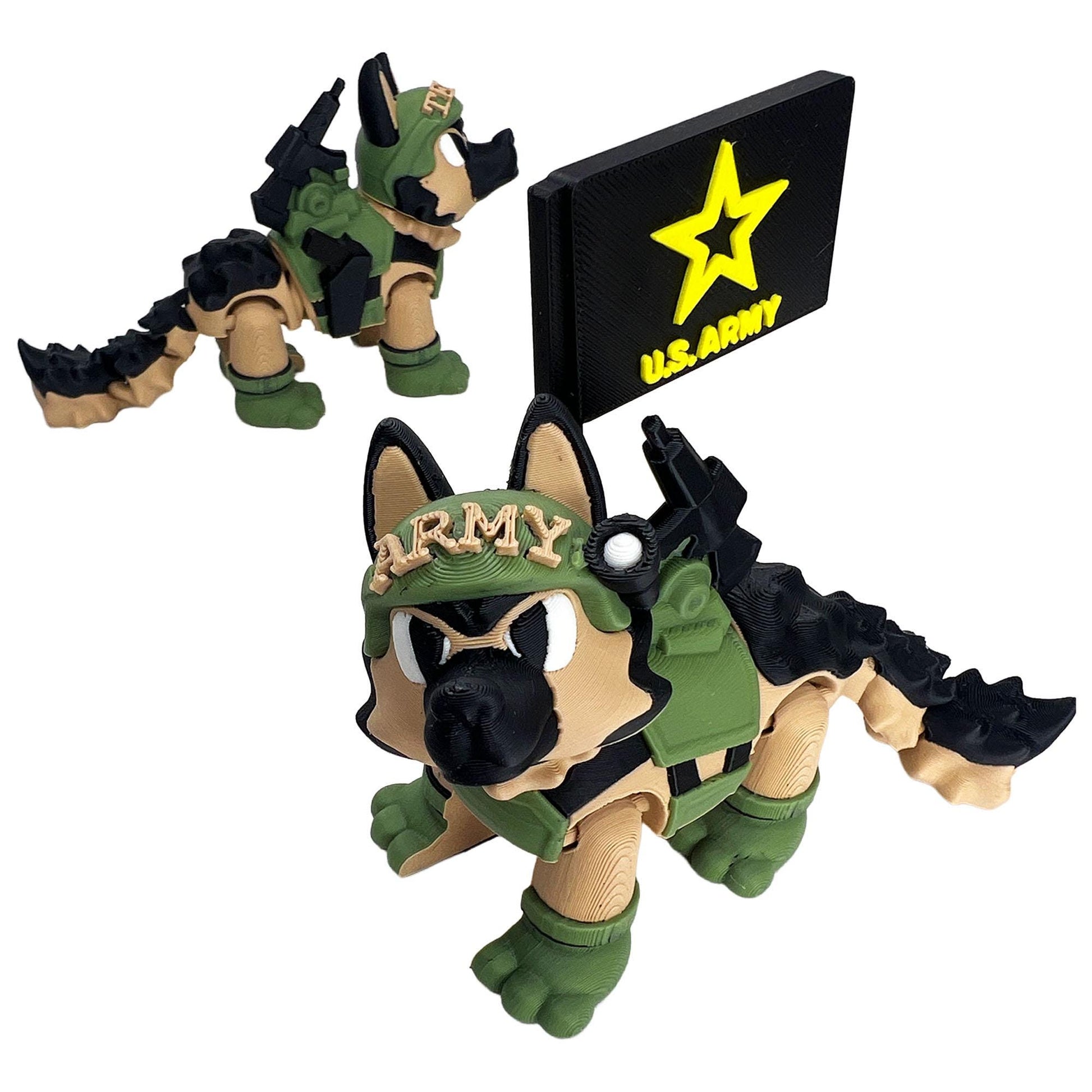 Army German Shepherd Dog | 3D Printed Flexi Toy | Figurine