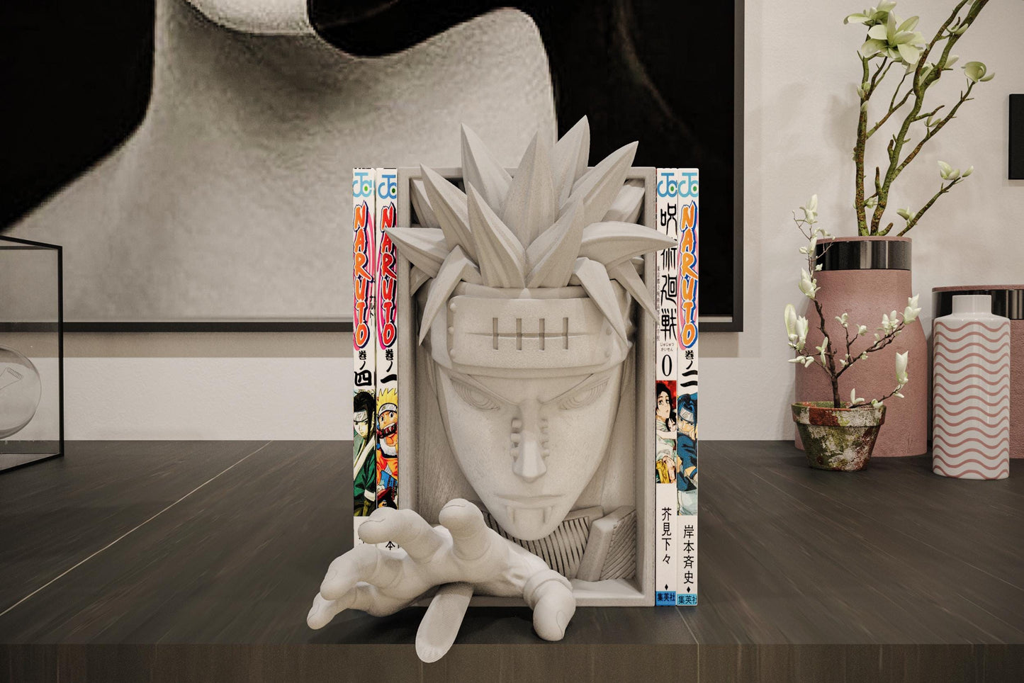 Dark Anime Villain Book Nook | Manga-Style Bookshelf Insert 3D Printed