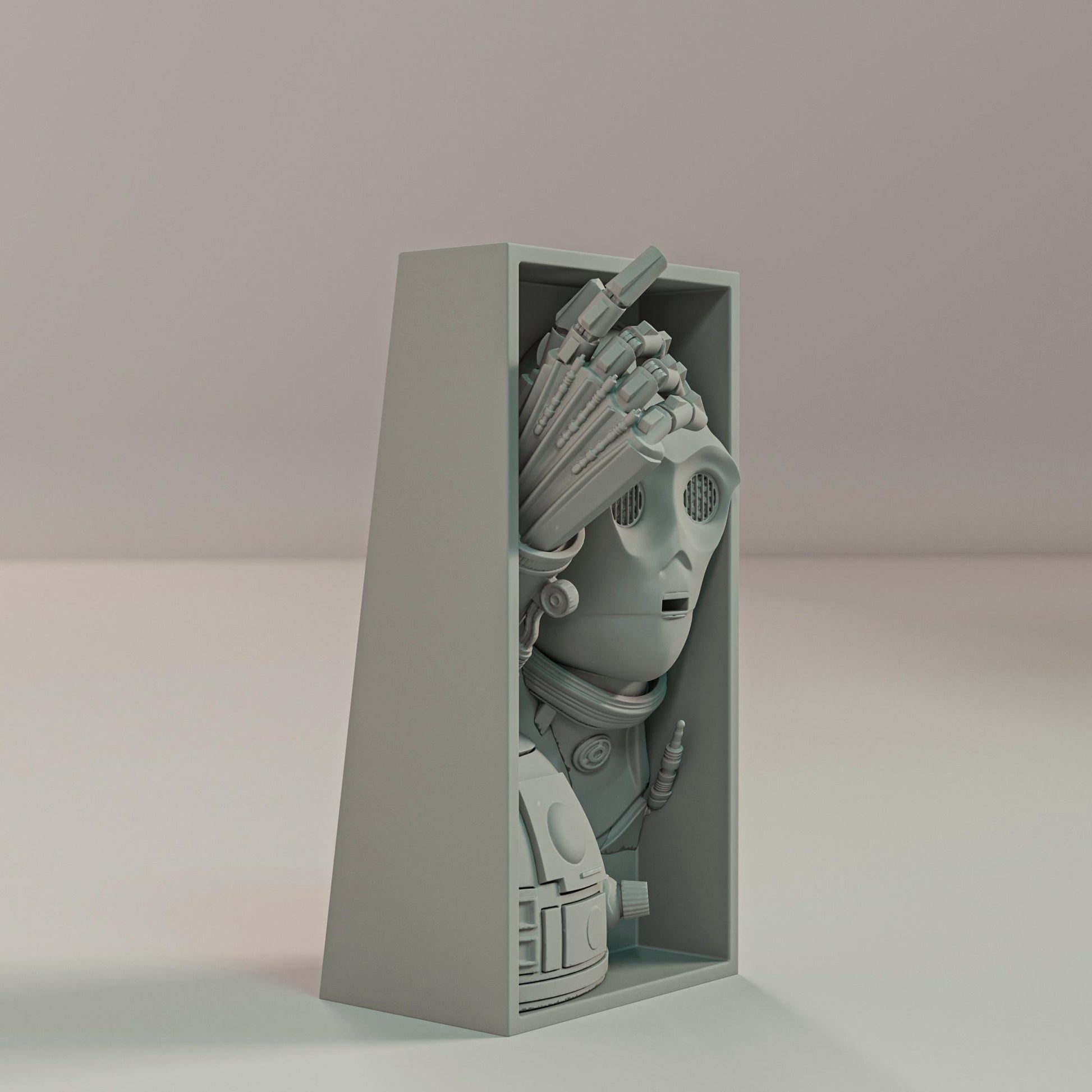 Retro Sci-Fi Droid Book Nook | Space Fantasy Bookshelf Insert 3D Printed