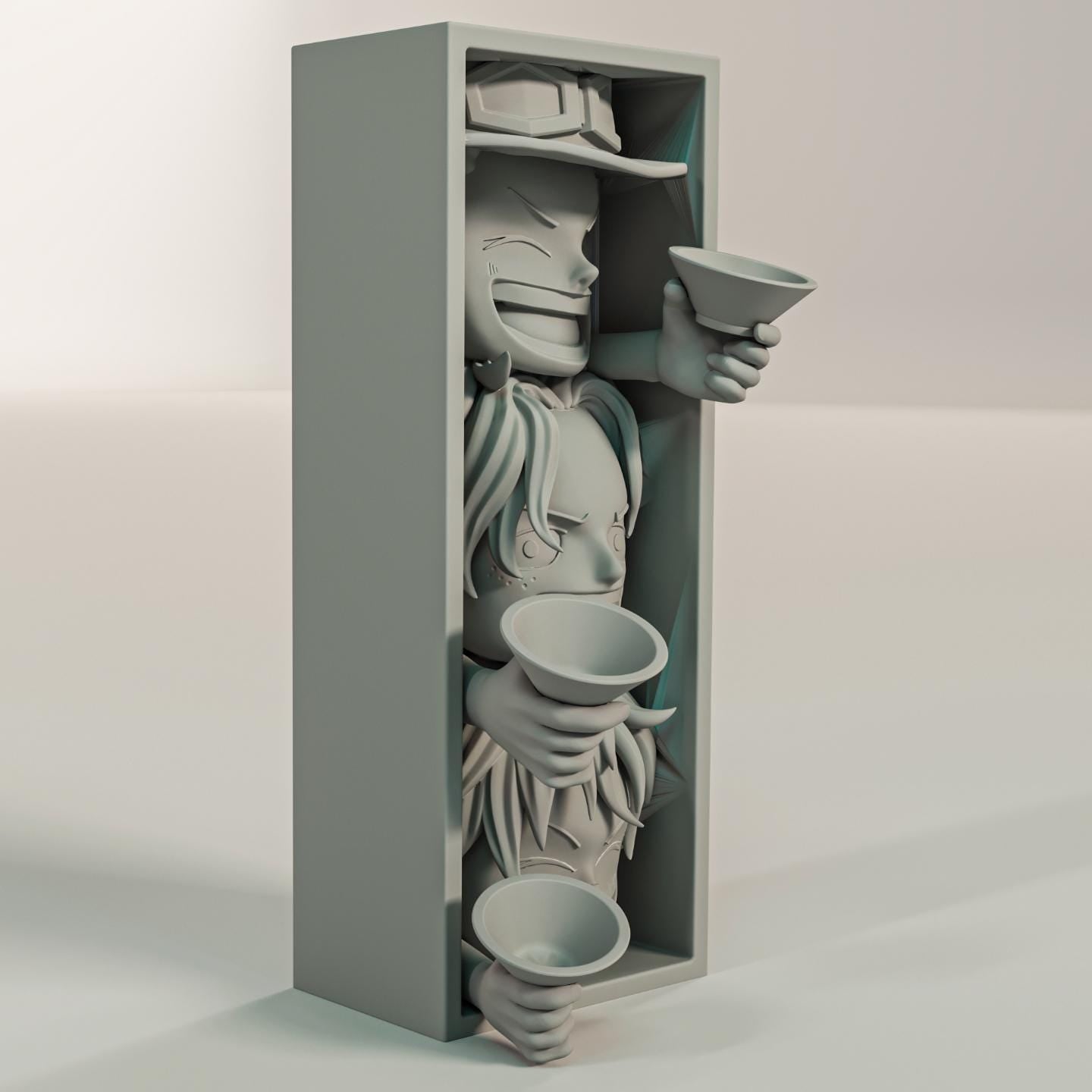 Anime Pirate Book Nook | Manga-Inspired Bookshelf Decor 3D Printed