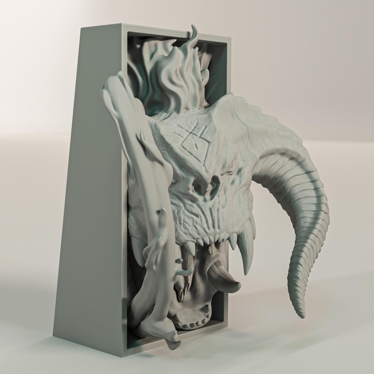 Ancient Fire Guardian Book Nook | Dark Fantasy Decor 3D Printed