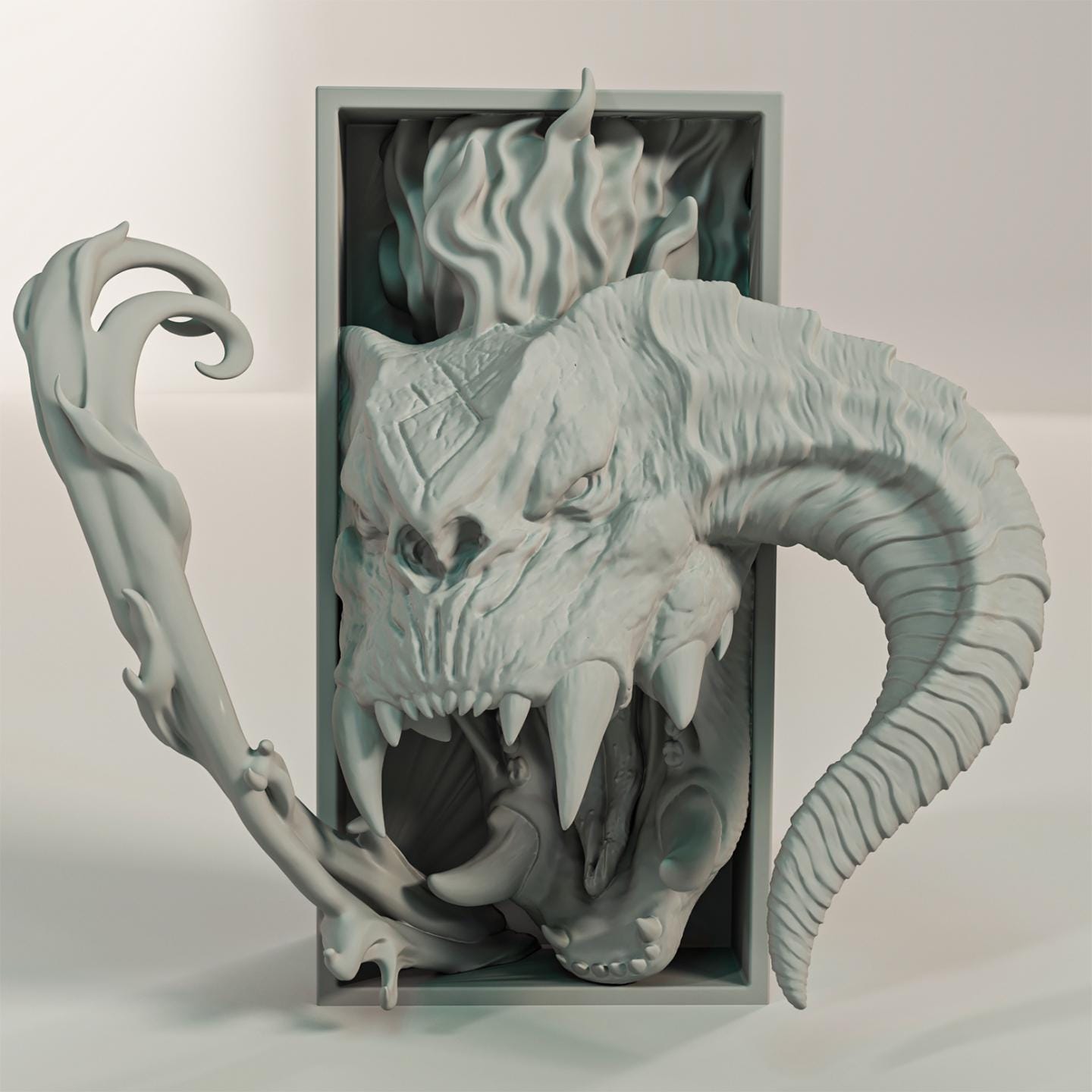 Ancient Fire Guardian Book Nook | Dark Fantasy Decor 3D Printed