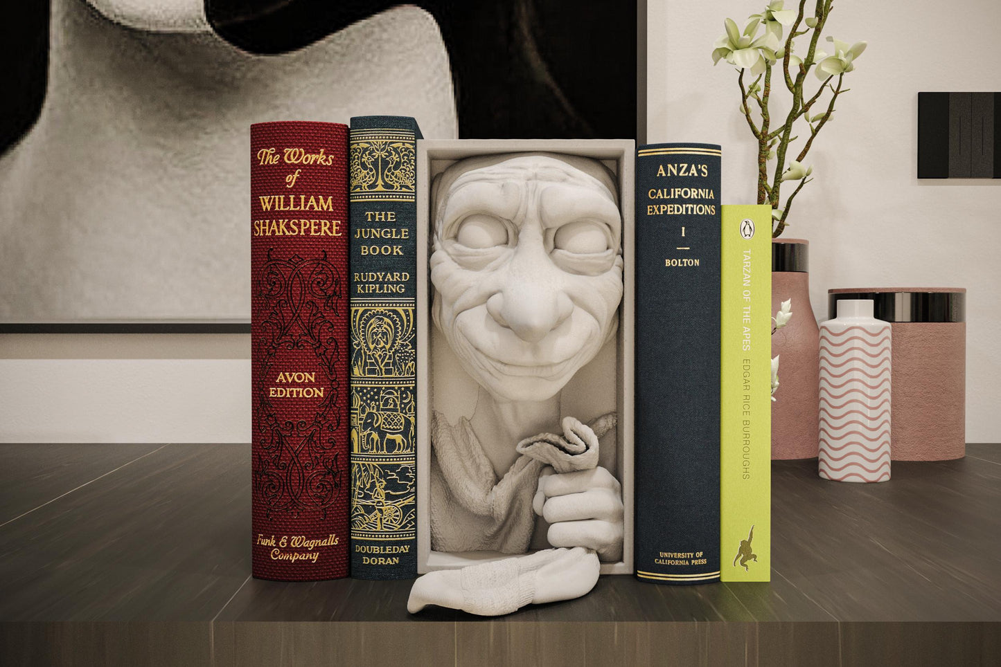 Fantasy House Elf Book Nook | Magical Bookshelf Insert 3D Printed