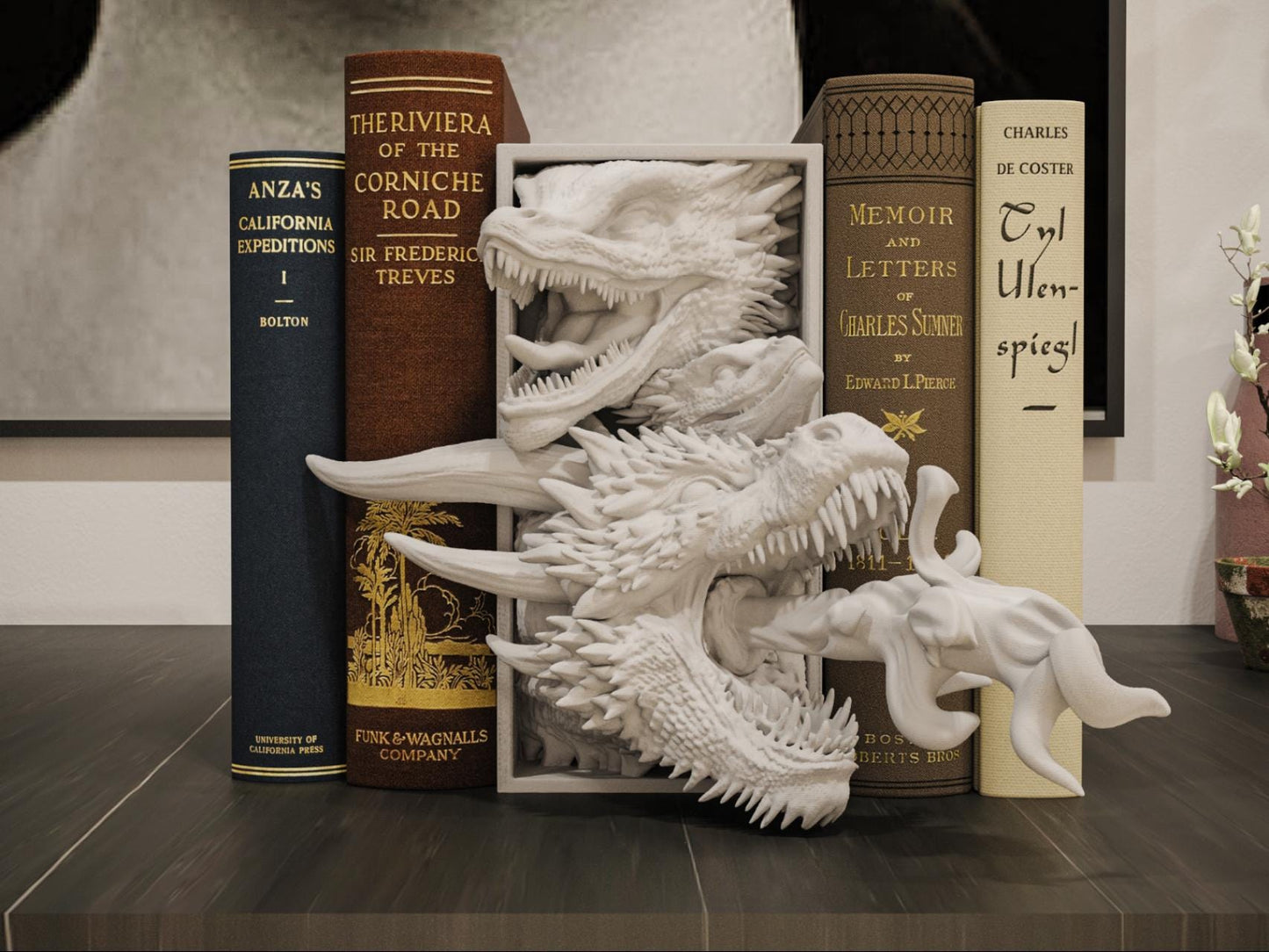 Epic Black Dragon Book Nook | Fantasy Bookshelf Insert 3D Printed