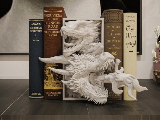 Epic Black Dragon Book Nook | Fantasy Bookshelf Insert 3D Printed