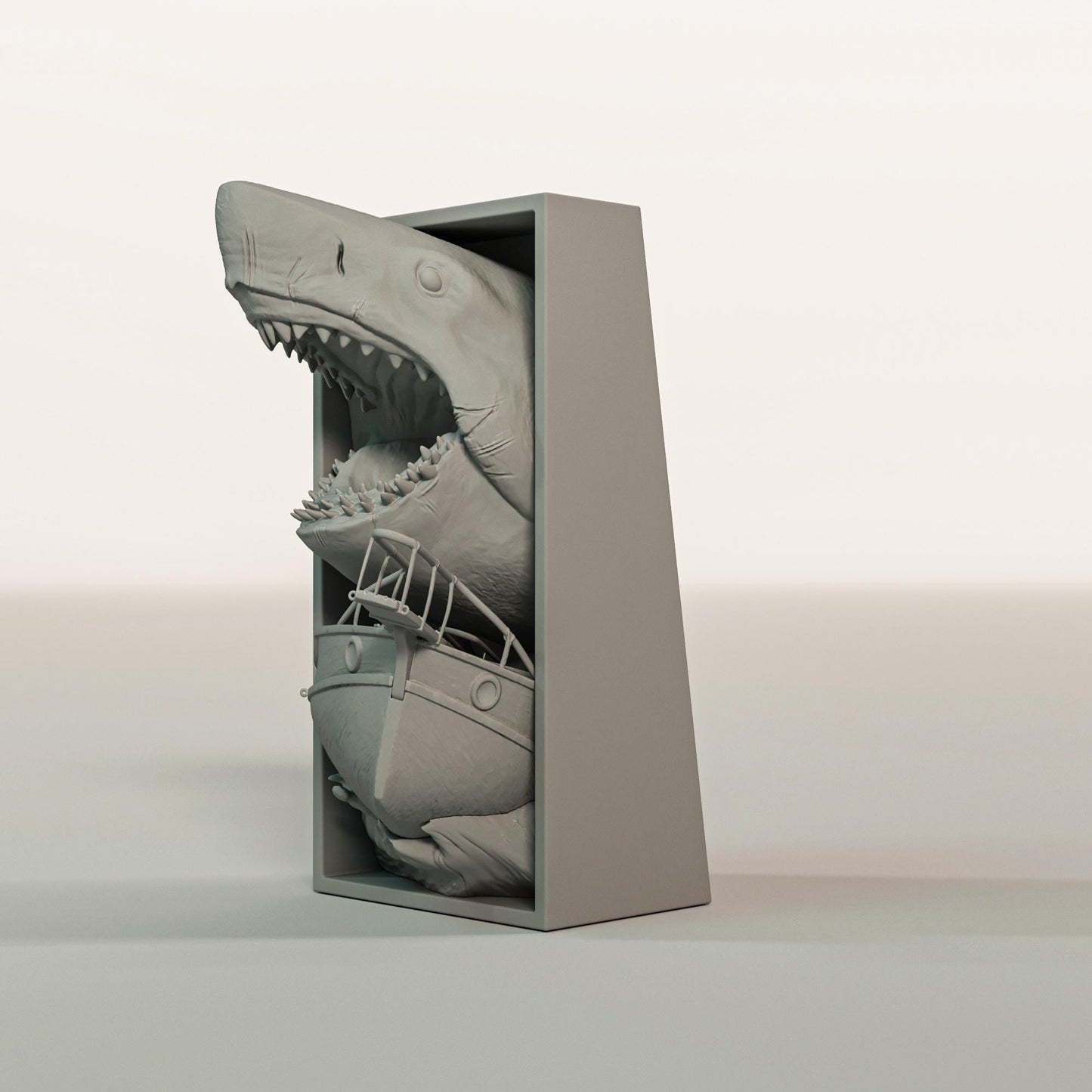 Great White Shark Book Nook | Ocean Horror Bookshelf Insert 3D Printed