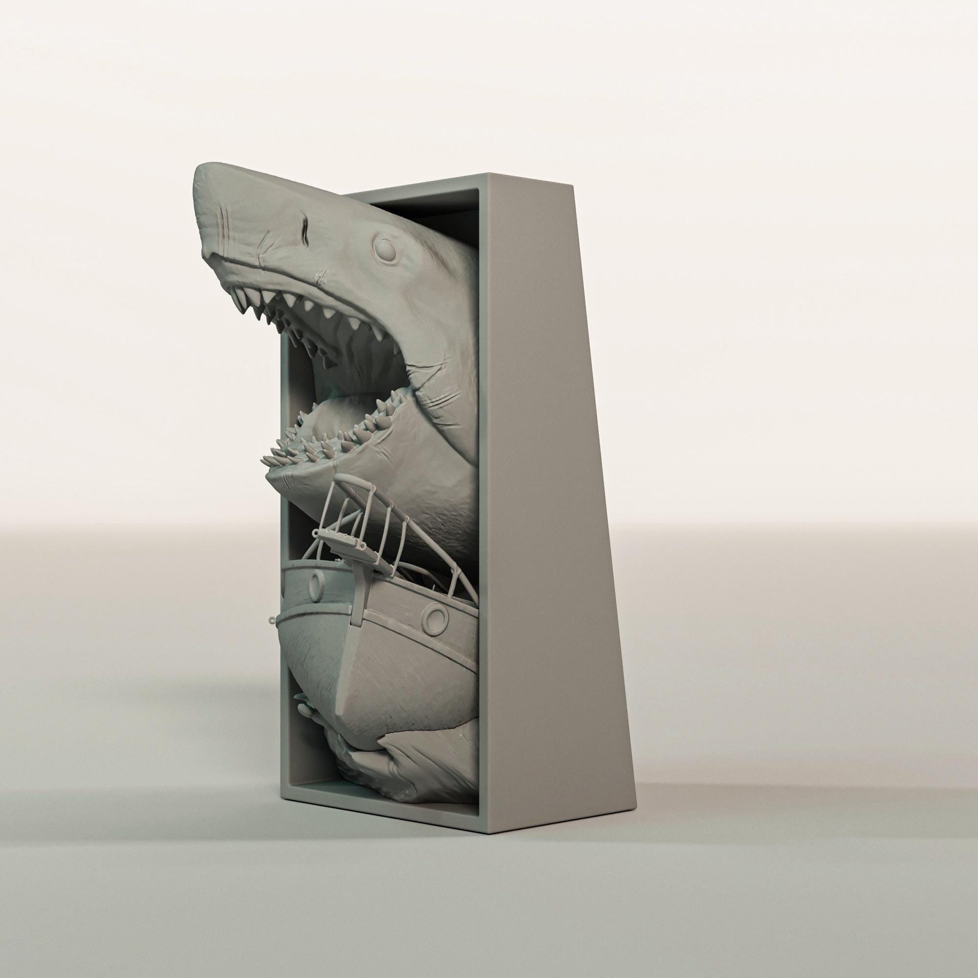 Great White Shark Book Nook | Ocean Horror Bookshelf Insert 3D Printed