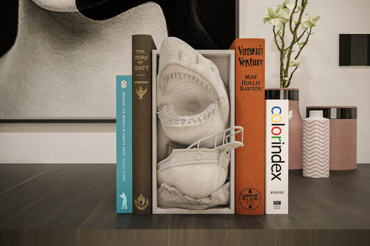 Great White Shark Book Nook | Ocean Horror Bookshelf Insert 3D Printed