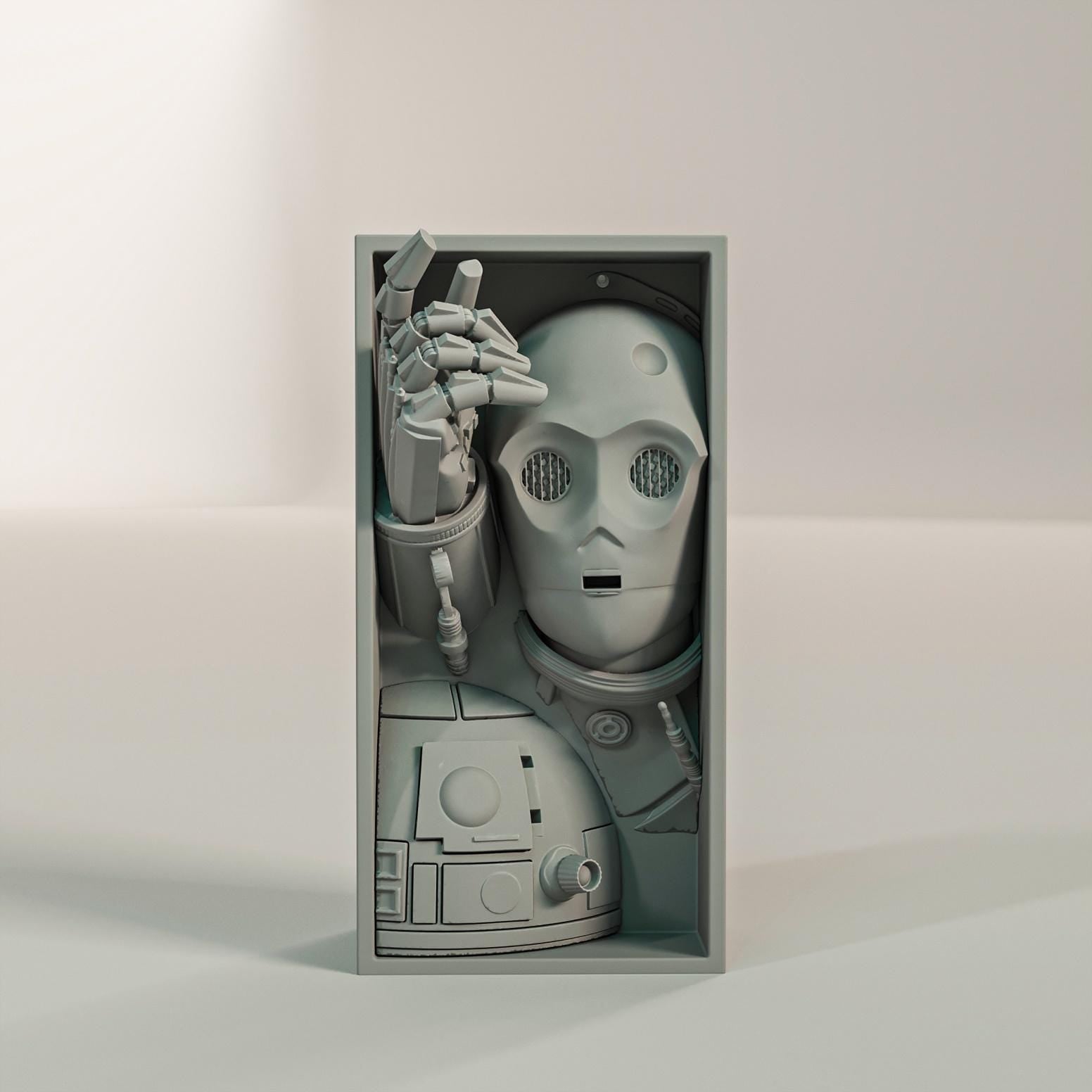 Retro Sci-Fi Droid Book Nook | Space Fantasy Bookshelf Insert 3D Printed