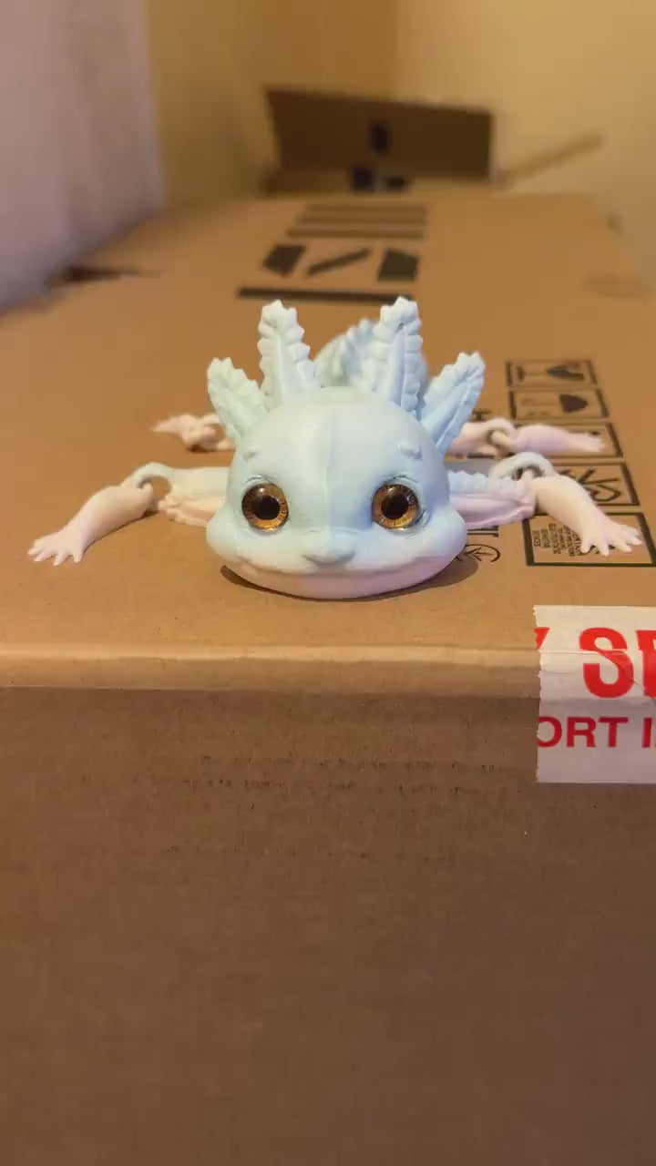 Customizable 3D-Printed Axolotl  glass eye's– 20cm Long! Choose Any Color!