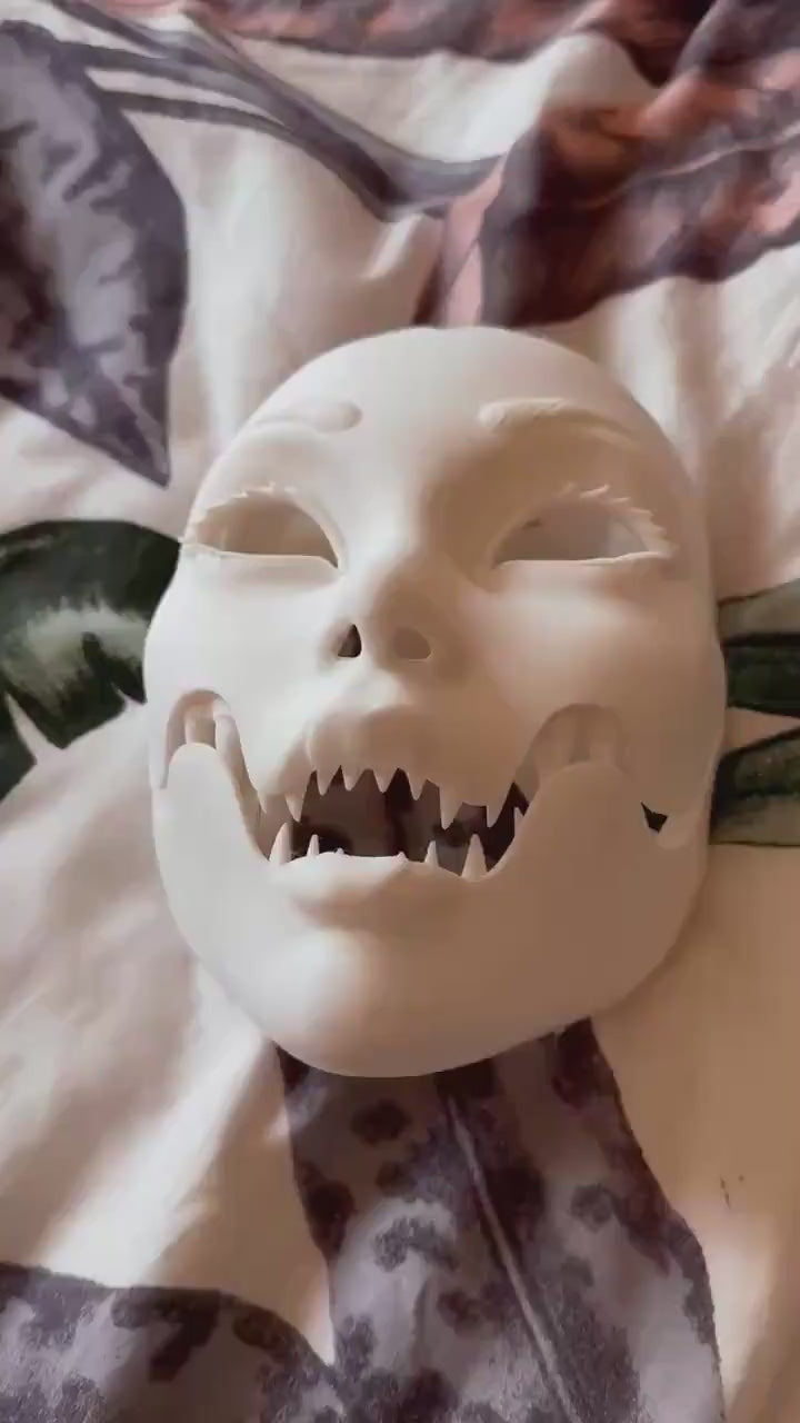 Geisha mask, Geisha Mask with Sharp Teeth - Unique Japanese Art, japanese mask