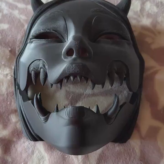 KUCHISAKE MASK,  with Sharp Teeth - Unique Japanese Art, japanese mask Black