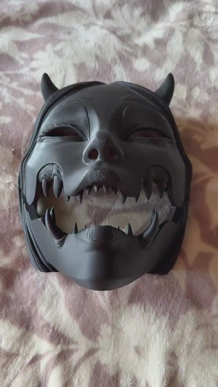 KUCHISAKE MASK,  with Sharp Teeth - Unique Japanese Art, japanese mask Black