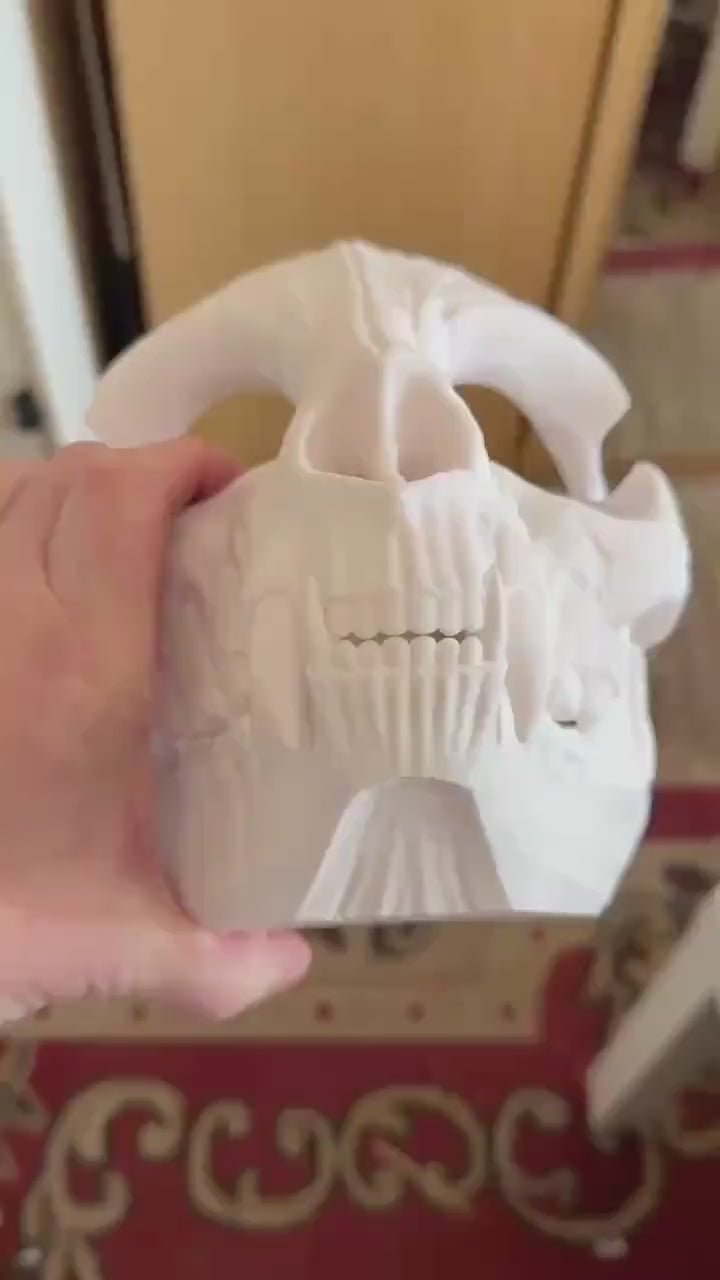 Feline Skull Mask, Feline Skull Mask with Sharp Teeth - Unique Japanese Art, japanese mask