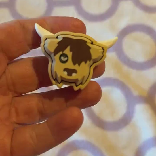 Adorable 3D Printed Highland Cow button Clicker - Perfect Handheld Size! adhd