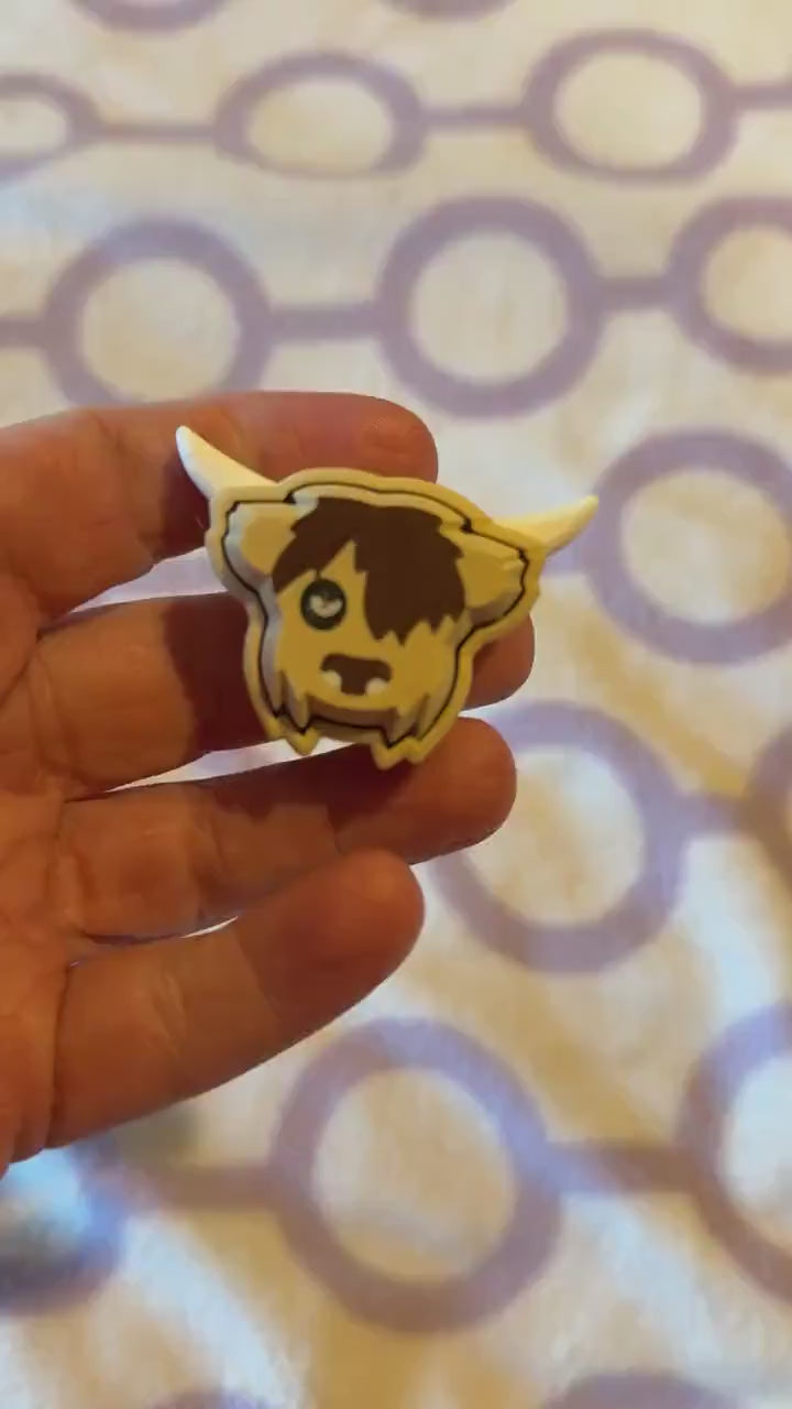 Adorable 3D Printed Highland Cow button Clicker - Perfect Handheld Size! adhd