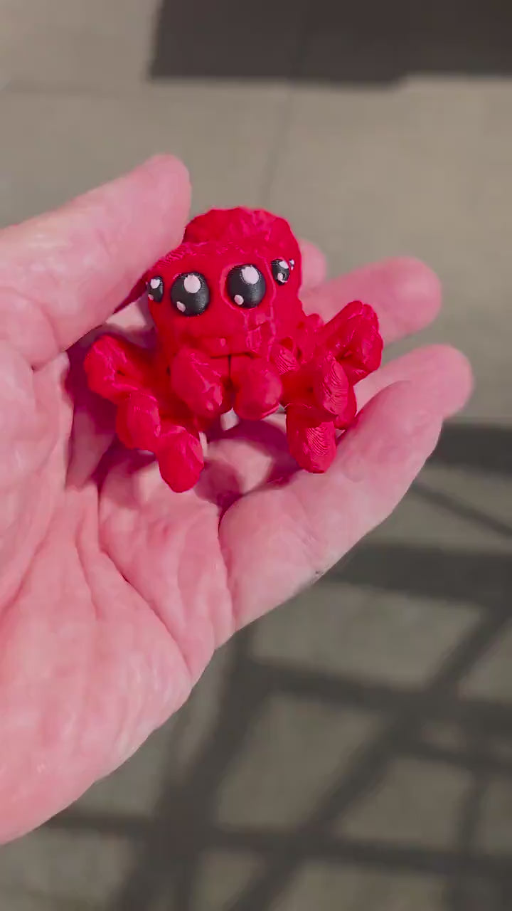 3D Printed Cute Mini Spider – Articulated Flexi Stress Relief, Calming Sensory Creature, Cake Topper – Made in the UK  Choose Any 2 Colors