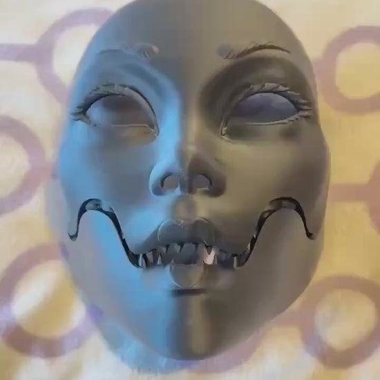 Black Geisha mask, Geisha Mask with Sharp Teeth - Unique Japanese Art, japanese mask