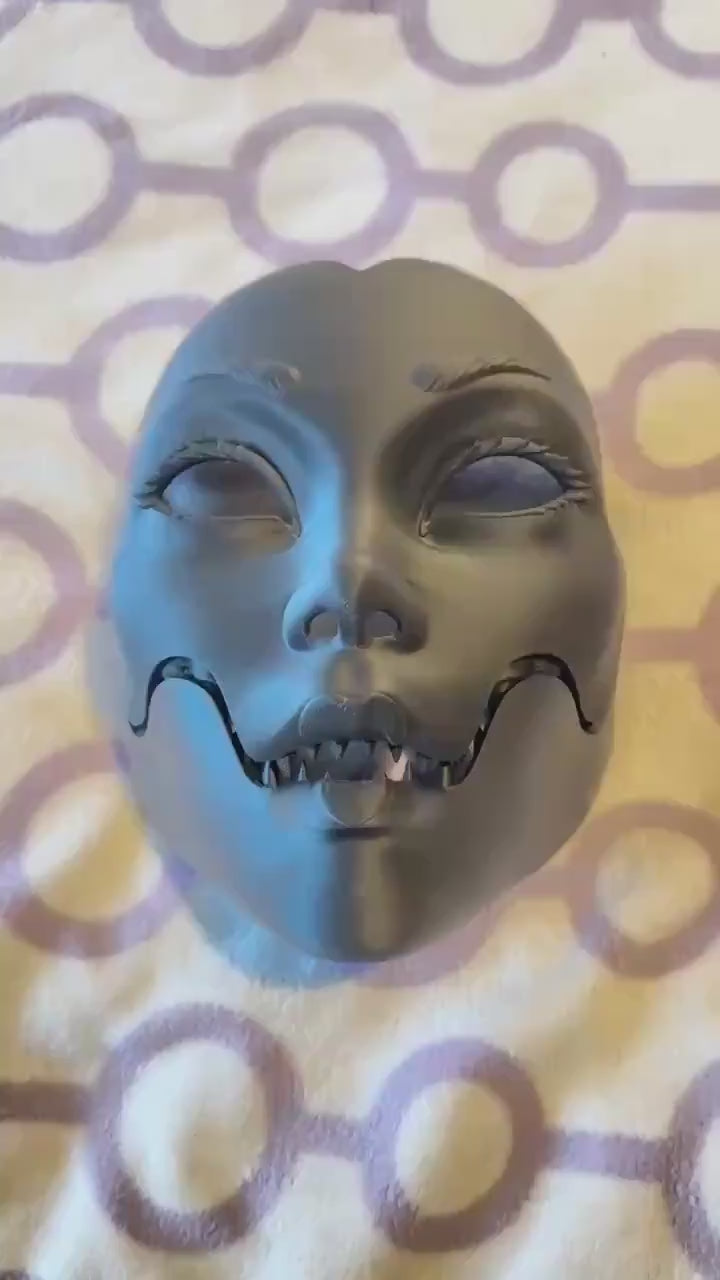 Black Geisha mask, Geisha Mask with Sharp Teeth - Unique Japanese Art, japanese mask