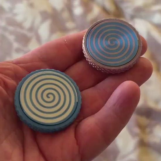 OG Flipster - Damascus Steel Ingot | Hypnotic Spiral EDC Flip Tricks Fidget -Dual Sided Quiet Side / Loud Side Magnetic Slider - Haptic Coin