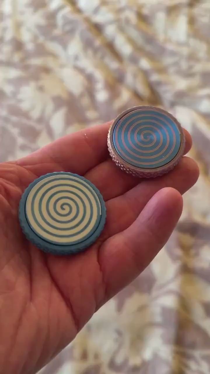 OG Flipster - Damascus Steel Ingot | Hypnotic Spiral EDC Flip Tricks Fidget -Dual Sided Quiet Side / Loud Side Magnetic Slider - Haptic Coin